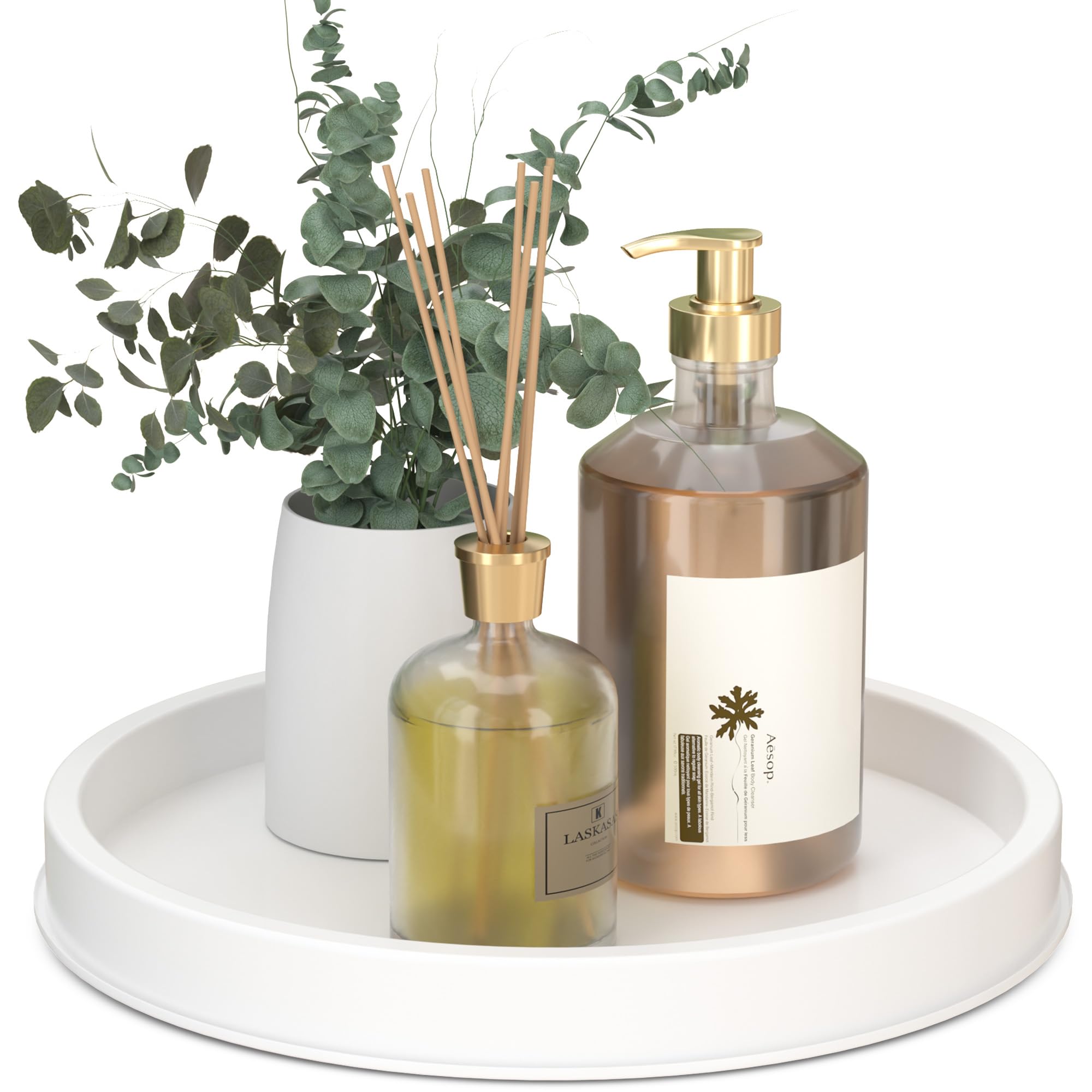 Hgf Bathroom Tray For Sponge Soap, 10 Inch Metal Iron Round Decorative Tray For Kitchen Counter Sink Centerpiece Countertop Orga