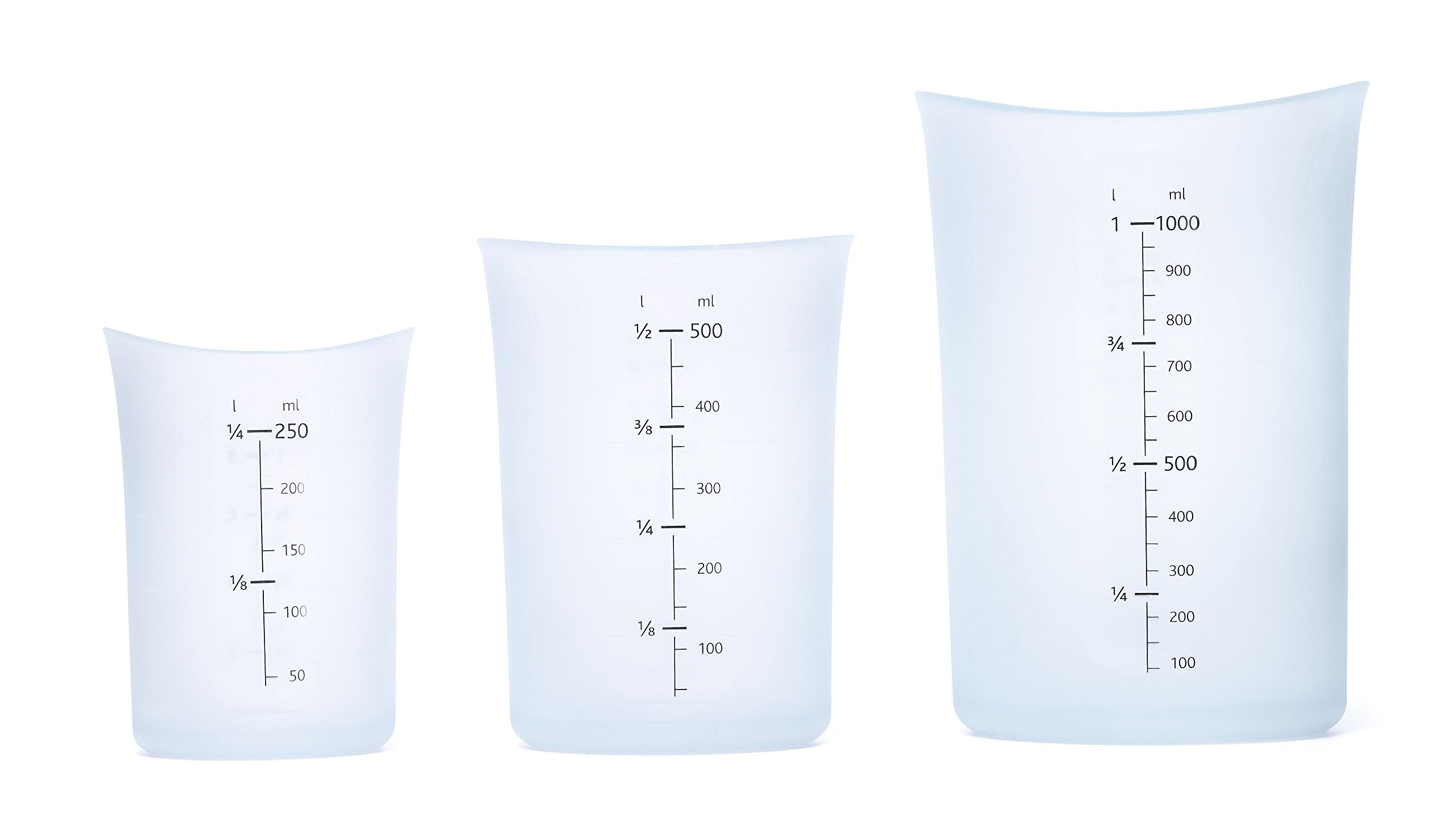 Isi Basics Measuring Set Of 3 Silicone Flexible Measuring Cup, Translucent