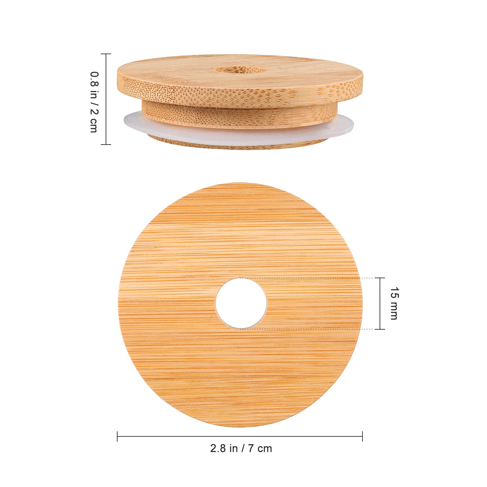 8Pcs Mason Jar Lids With Sealing Ring, Reusable Bamboo Mason Jar Lids, Mason Jar Tumbler Lids Tops, For Wide Mouth Mason Jars Ca