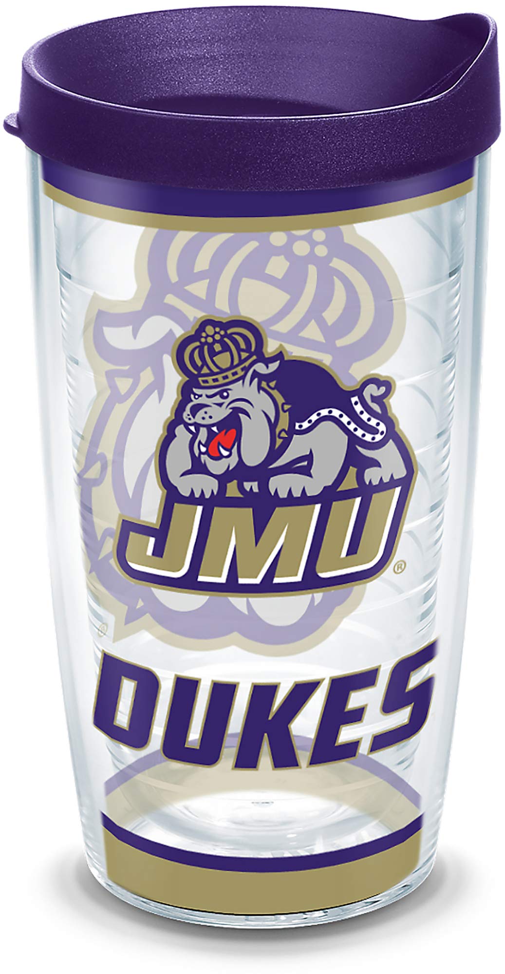 Tervis Made in USA Double Walled James Madison University JMU Dukes Insulated Tumbler Cup Keeps Drinks Cold & Hot, 16oz, Traditi