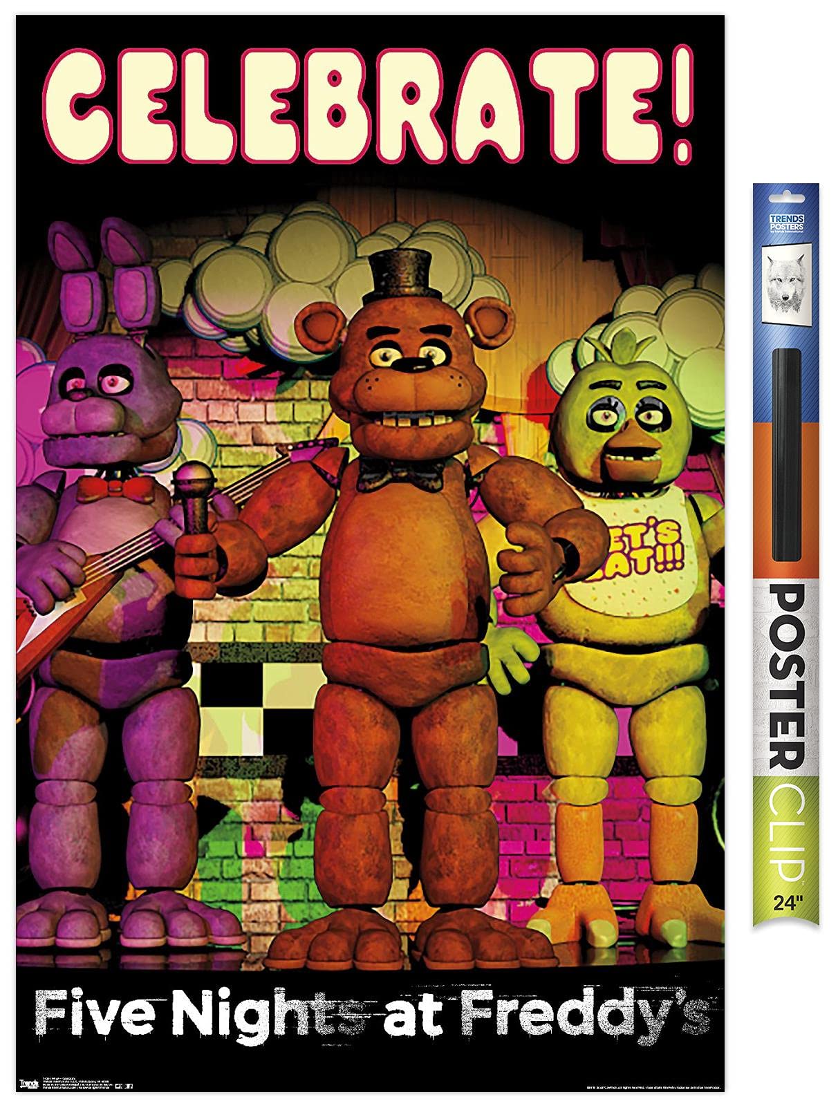Trends International Five Nights At Freddy'S - Celebrate Wall Poster, 22.37'' X 34.00'', Poster & Mount Bundle