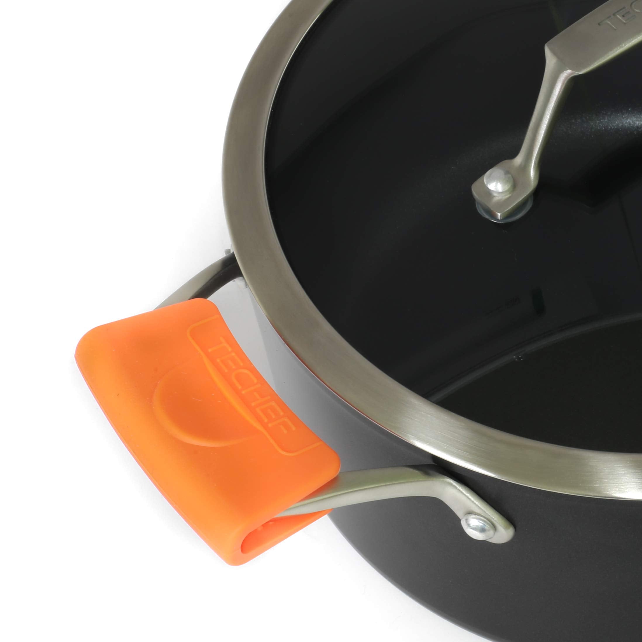 Techef - Silicone Pot Holders/Pinch Grips/Oven Mitts/ (Orange, Set Of 2)/ Made In Korea