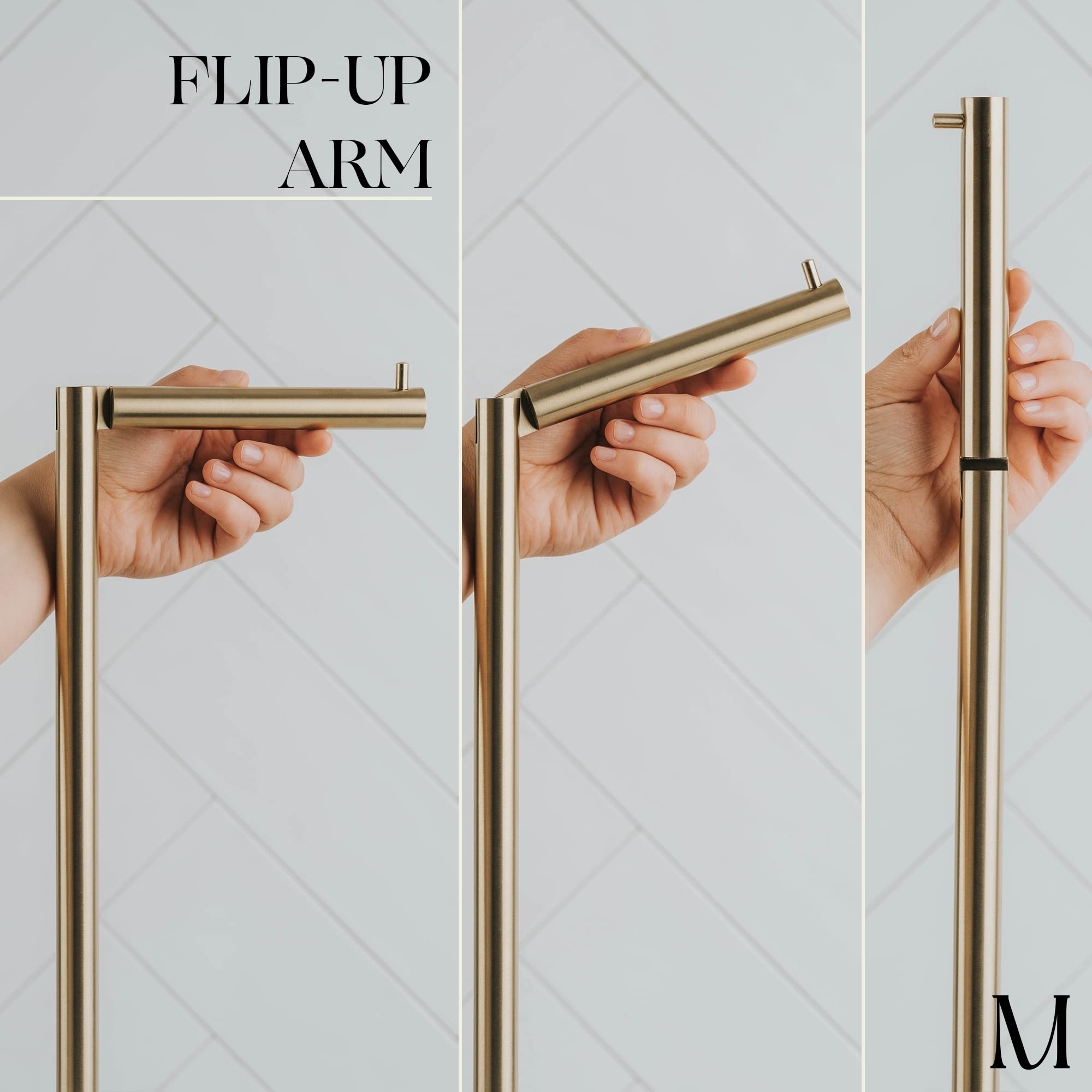 MARMOLUX ACC Free Standing Toilet Paper Holder Stand with Storage for 4 Rolls of Toilet Tissue for Bathroom  Stainless Steel Luxury Brushed Gold