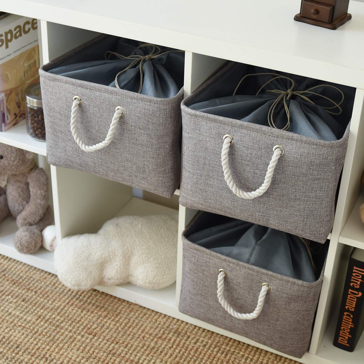 Thewarmhome Fabric Storage Bins Baskets For Organizing, Large Sturdy Storage Basket W/Handles, Decorative Foldable Storage Baske