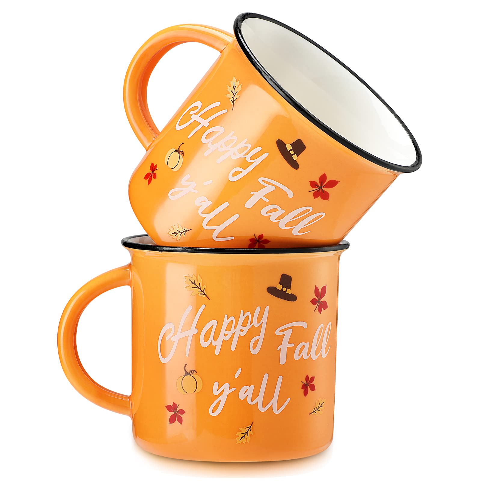 Pumpkin 2 Pcs Fall Coffee Mug Happy Fall Yall Autumn Pumpkin Mugs Orange
