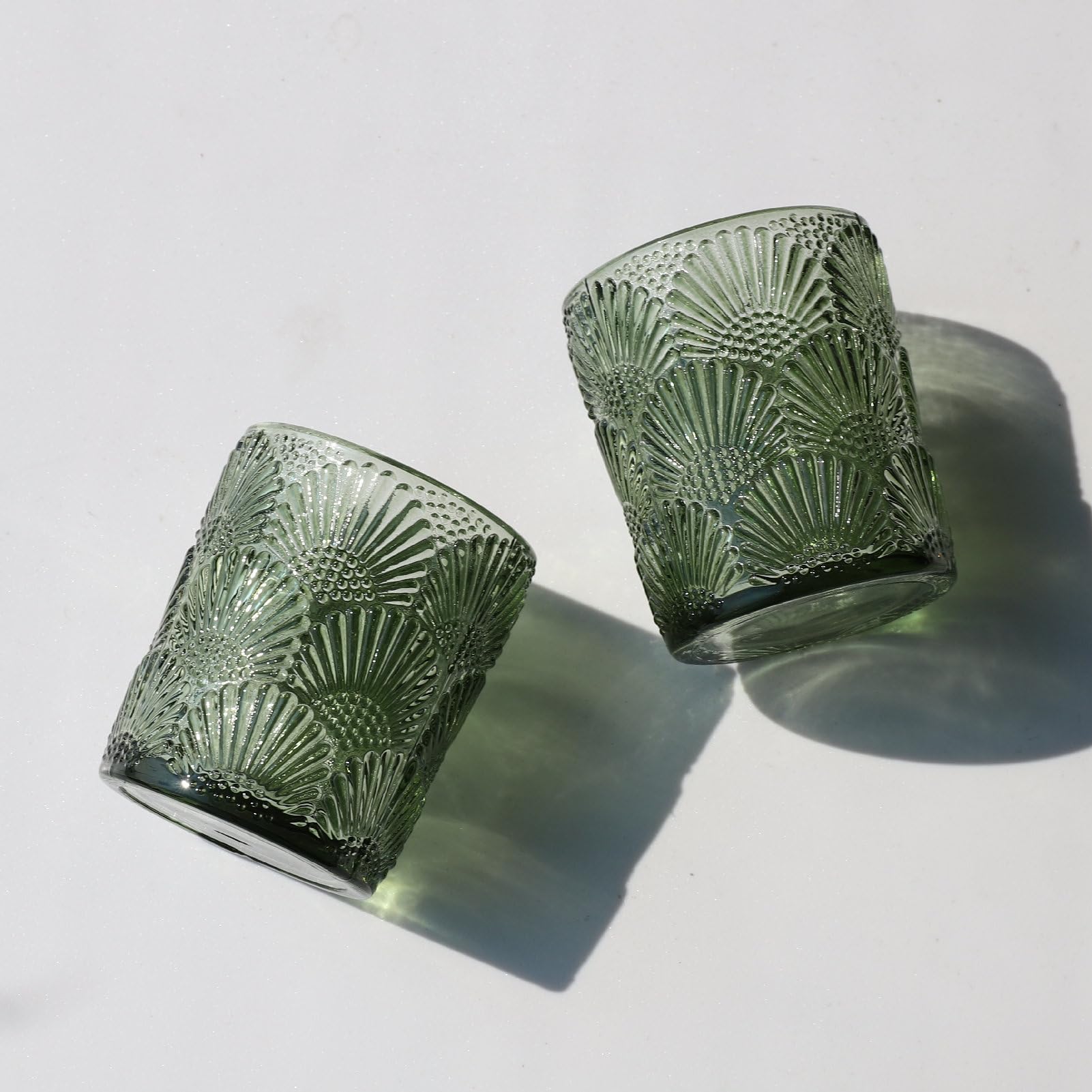 Woho Green Votive Candle Holders Set of 24, Green Glass Tealight Candle Holder for Christmas Party Decor, Tea Light Candle Holde