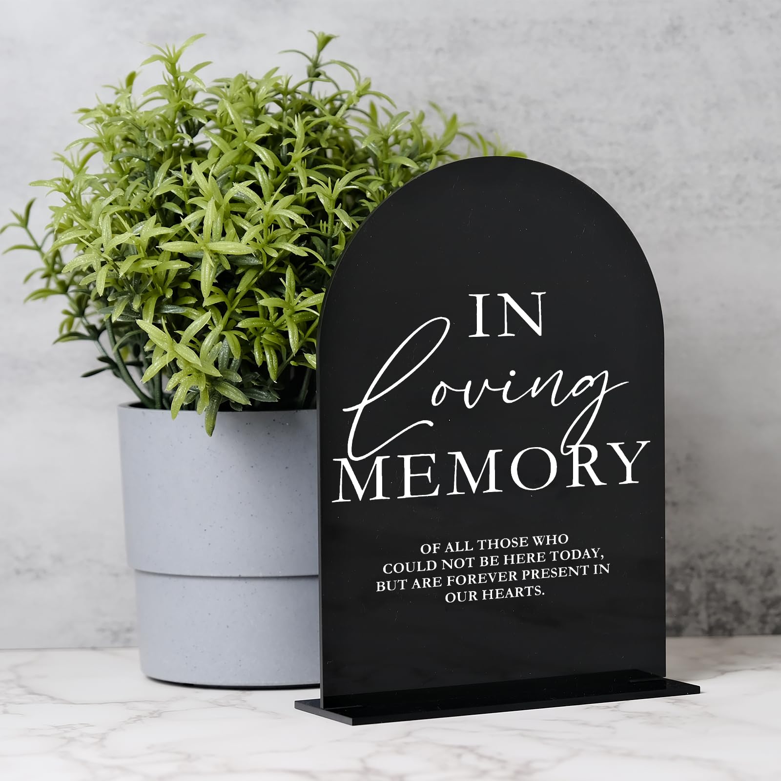 Acrylic Wedding Memory Sign with Stand- 5x7 Black Arched Acrylic Wedding Sign and Base,1/8 Thick | Modern Calligraphy TableTop S
