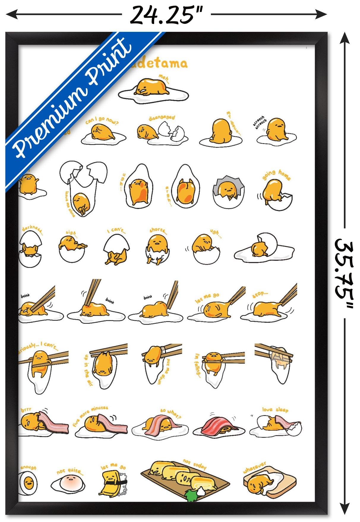 Trends International Gudetama - Grid Wall Poster, 22.375'' X 34'', Black Framed Version