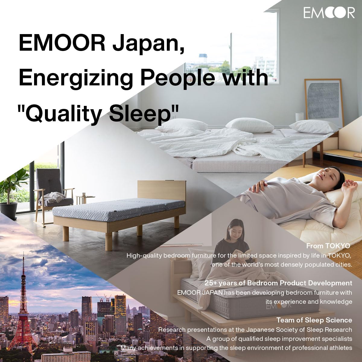 Emoor Roll-Type Floor Futon Mattress Relax Twin, Egg Crate Foam Pressure-Distribution Removable & Washable Cover Guest Use Japan