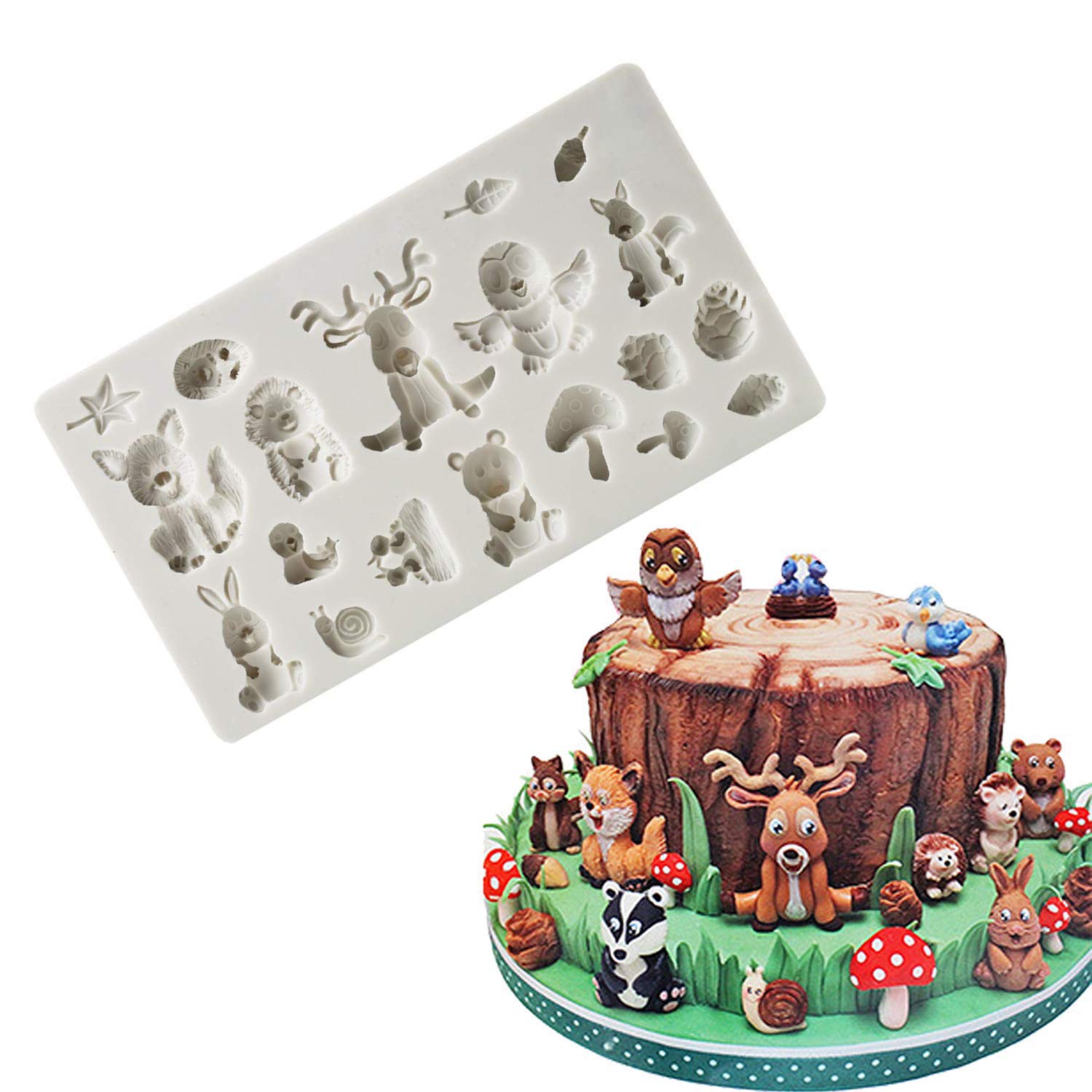 Fewo Forest Animals Fondant Molds Zoo Animal Silicone Mold For Chocolate Candy Gum Paste Polymer Clay Resin Sugar Craft Cake Cup