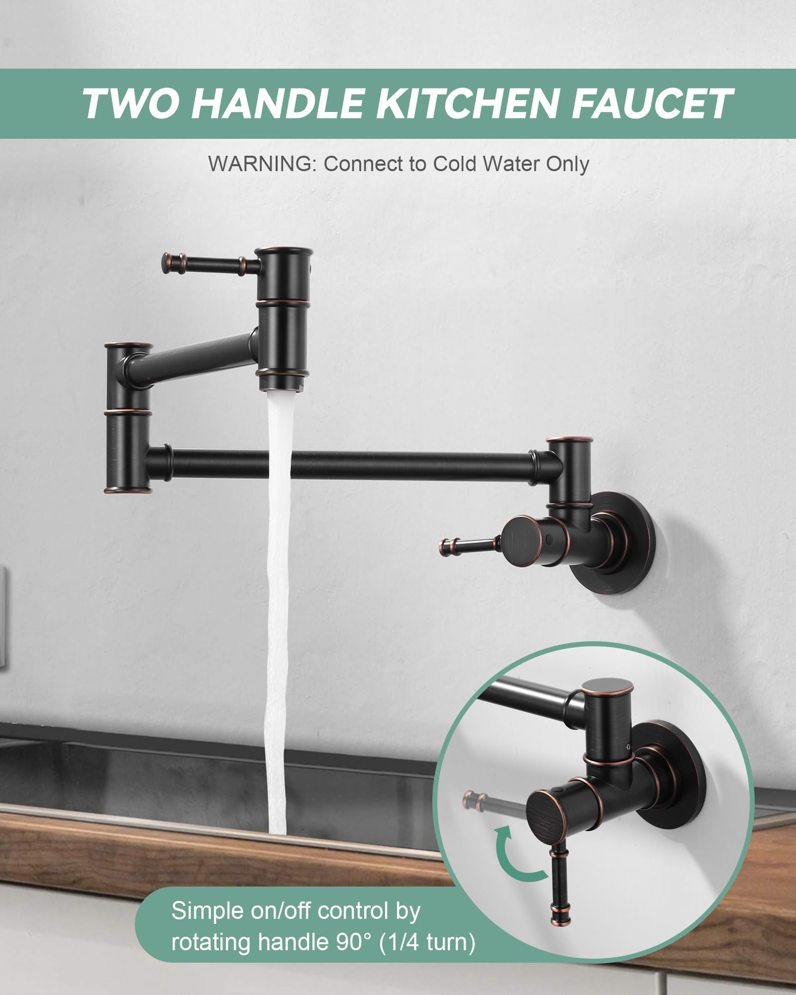 Pot Filler Faucet, Wall Mount Stove Faucet For Kitchen Sink, Brass Kitchen Pot Faucet Over Stove, Pot Filler Folding Faucet With