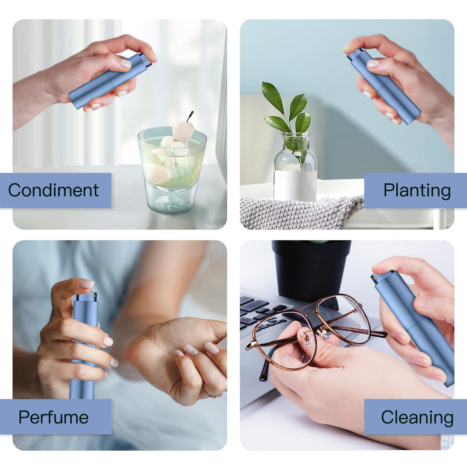 Tekson 10Ml Travel Perfume Atomizer Refillable, Mini Cologne Spray Bottle Empty, Small Coffee Spray Bottle (Blue)
