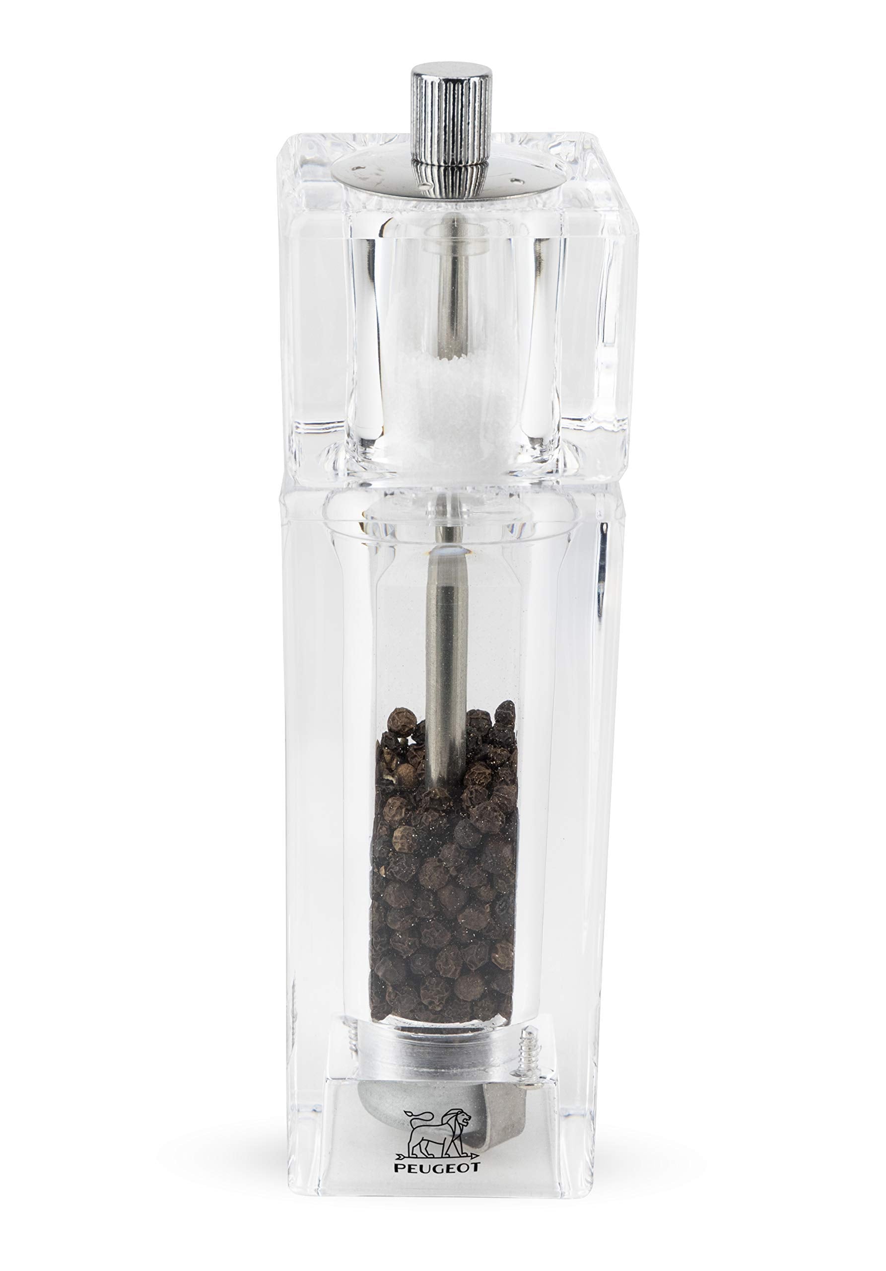 Peugeot Pontarlier Acrylic Combo Pepper Mill And Salt Shaker, 15Cm/6-Inch