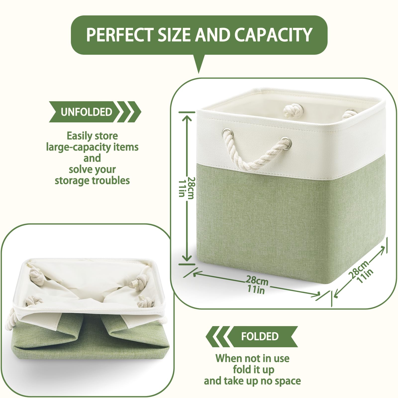 Patvingot 11X11 Cube Storage Bins,6 Pack Foldable Fabric Cube Organizer Bins With Rope Handles ,Storage Cubes For Organizing Bed