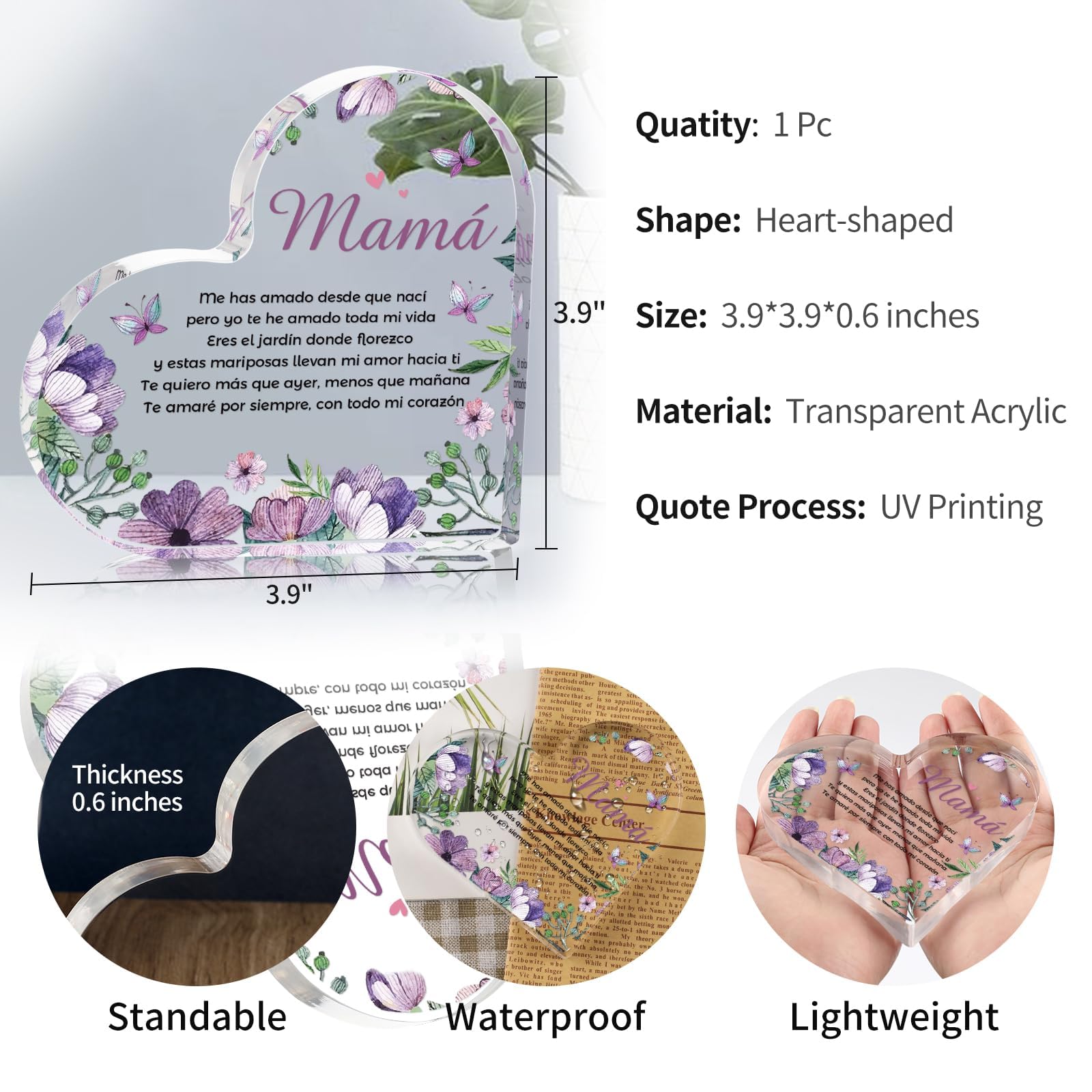 HITHESPO Christmas Mama Gifts from Daughter Son, Mom Mothers Day Birthday Gifts, Regalos Mama Acrylic Puzzle Plaque, Regalos par