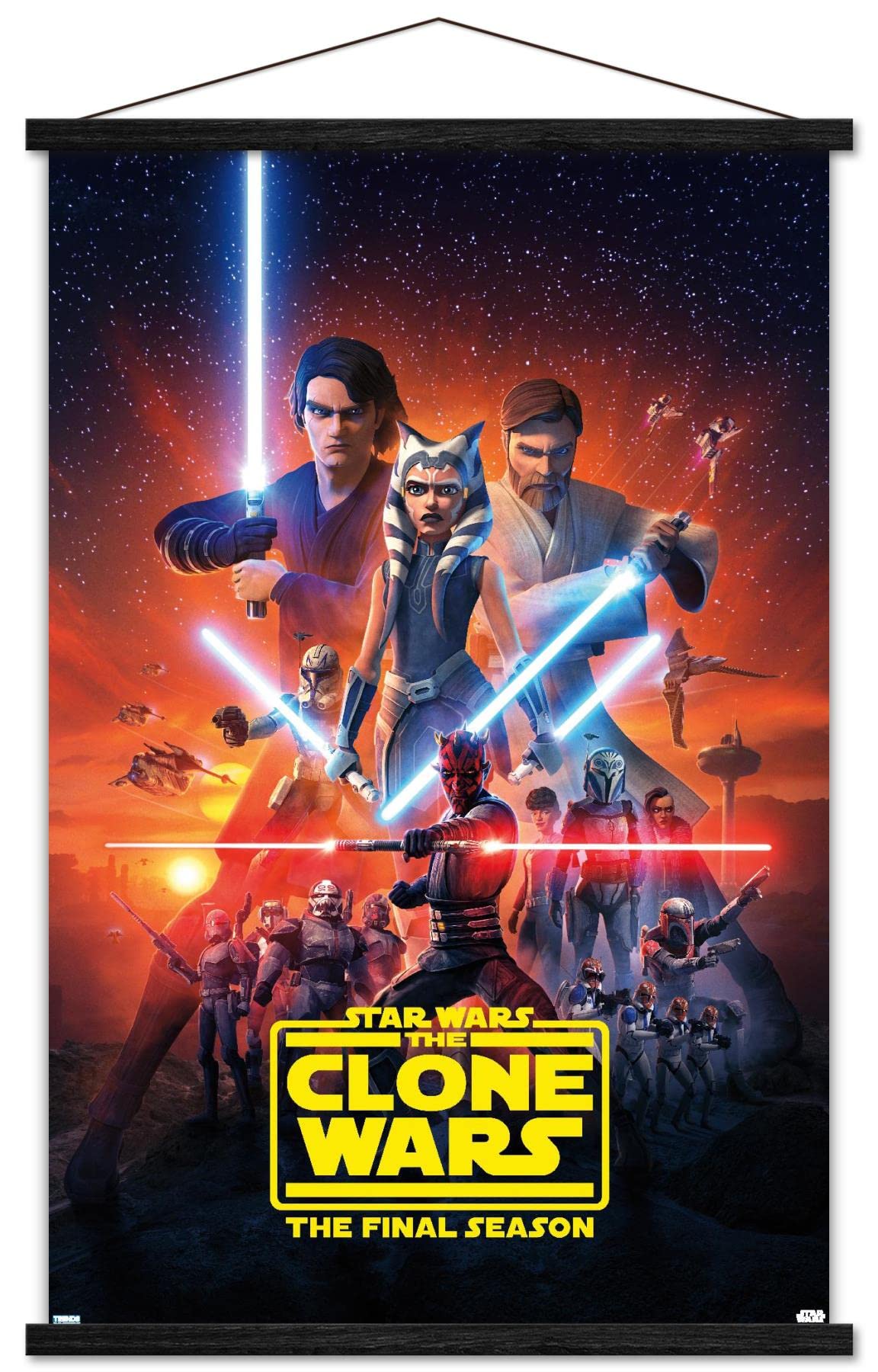 Trends International Star Wars: The Clone Wars - Season 7 Key Art Wall Poster, 22.375'' X 34'', Premium Print And Black Hanger B