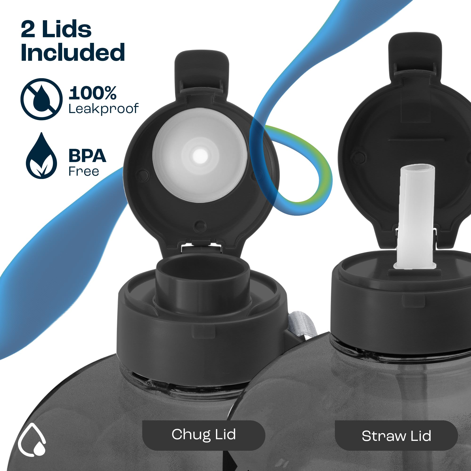 AQUAFIT Half Gallon Water Bottle With Time Marker - 64 oz Water Bottle With Straw - Gym Water Bottle With Strap - Big Water Bottle - Reusable Water Bottles With Straw - Large Water Bottle With Handle