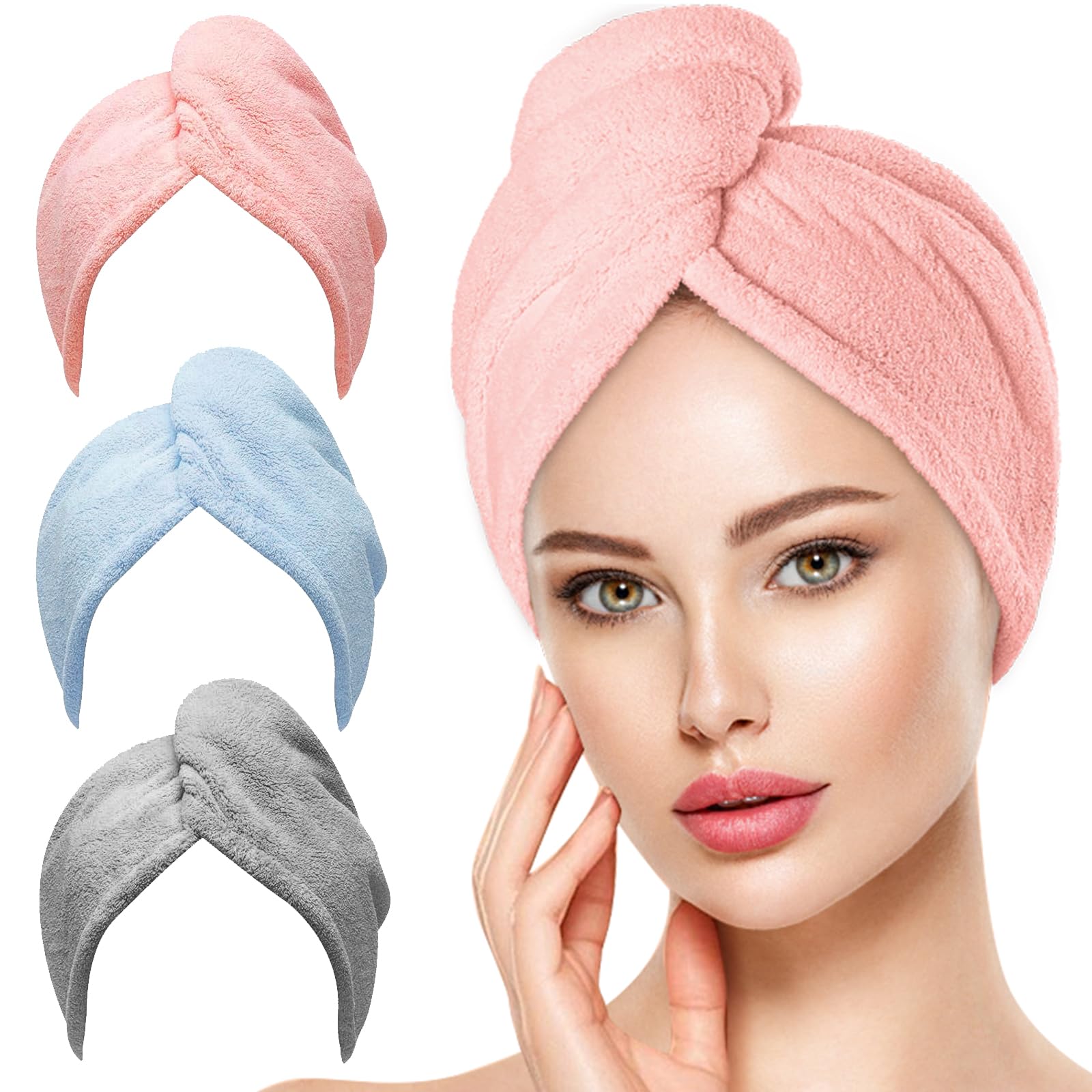 OEAGO Microfiber Hair Towel for Women: Christmas Stocking Stuffers for Women Teen Girls Kids Drying Wrap Towels for Curly Hair H