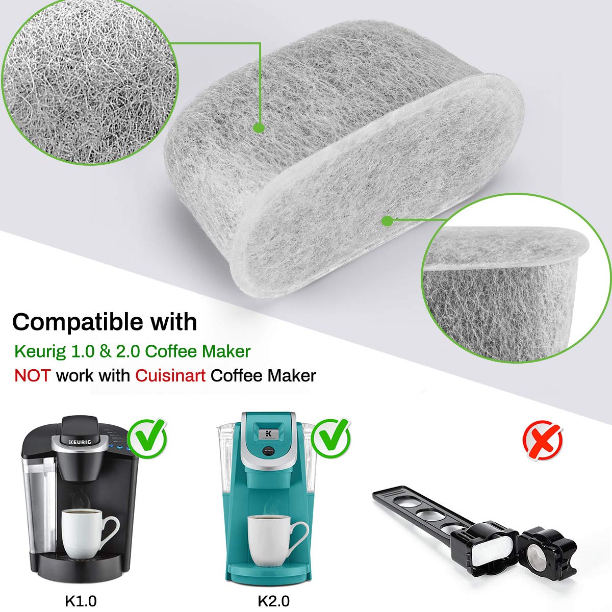 12 Packs Keurig Coffee Maker Charcoal Filters Replacement Compatible With Keurig 1.0 & 2.0 Coffee Makers Charcoal Water Filters,