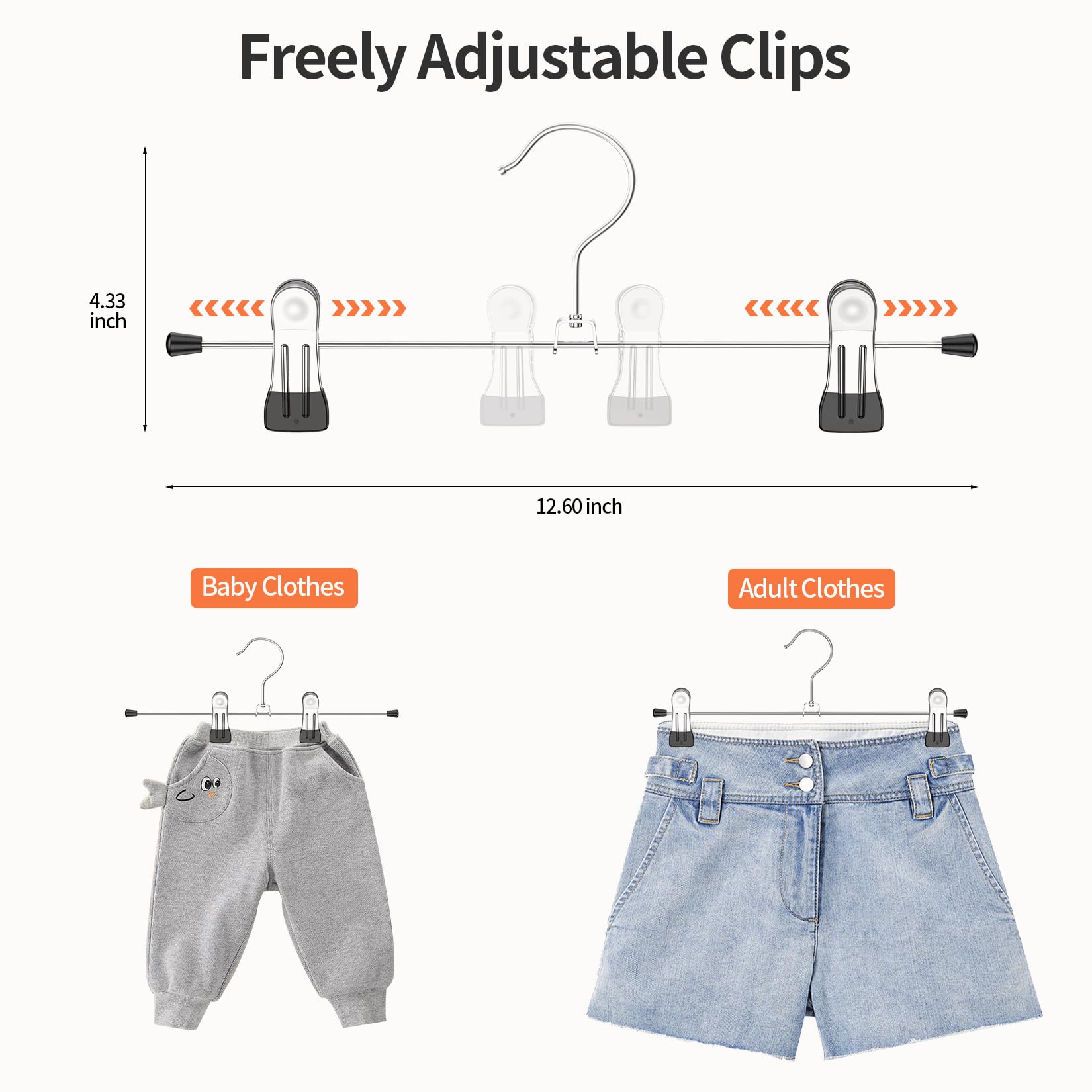 Ieoke Pant Hangers, 50 Pack Skirt Hangers With Clips Metal Trouser Clip Hangers For Heavy Duty Ultra Thin Space Saving