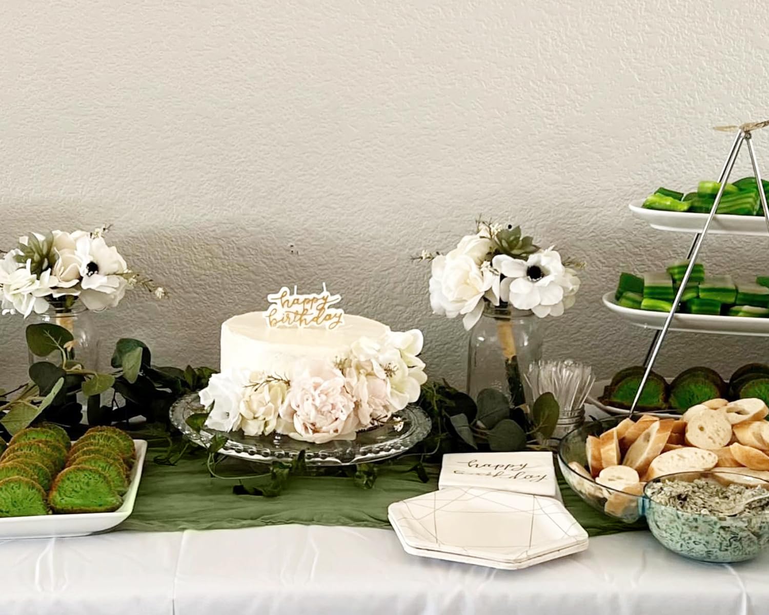 10 Packs Olive Green Cheese Cloth Table Runners, 10FT Boho Gauze Moss Green Cheesecloth Table Runner for Wedding Bridal Baby Sho
