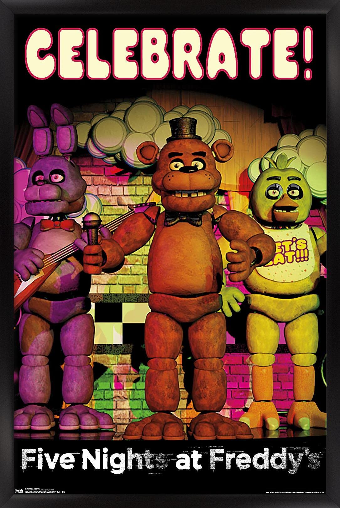 Trends International Five Nights At Freddy'S - Celebrate Wall Poster, 14.725'' X 22.375'', Black Framed Version