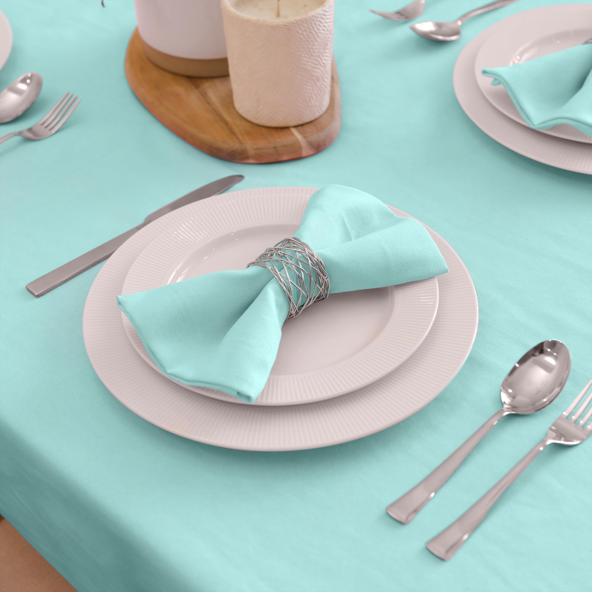Encasa 100% Cotton Cloth Napkins Set of 12 with Egg Blue Color & Size 17''x17''  Dinner Napkins Washable and Reusable for Dinning Table Fall Decoration  Halloween & Christmas Festivals