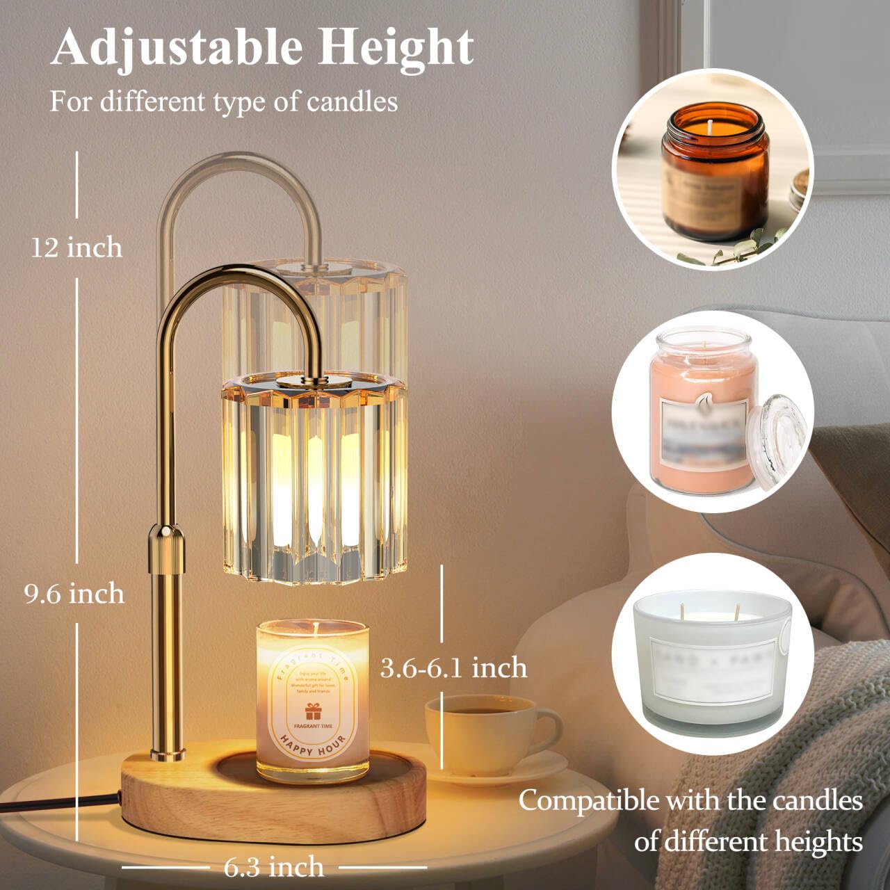 Lukasa Candle Warmer Lamp, Dimmable Candle Warmer, Timer, Bedroom Living Room Home Decor Wax Melting Warmer for Jar Candles, Bla