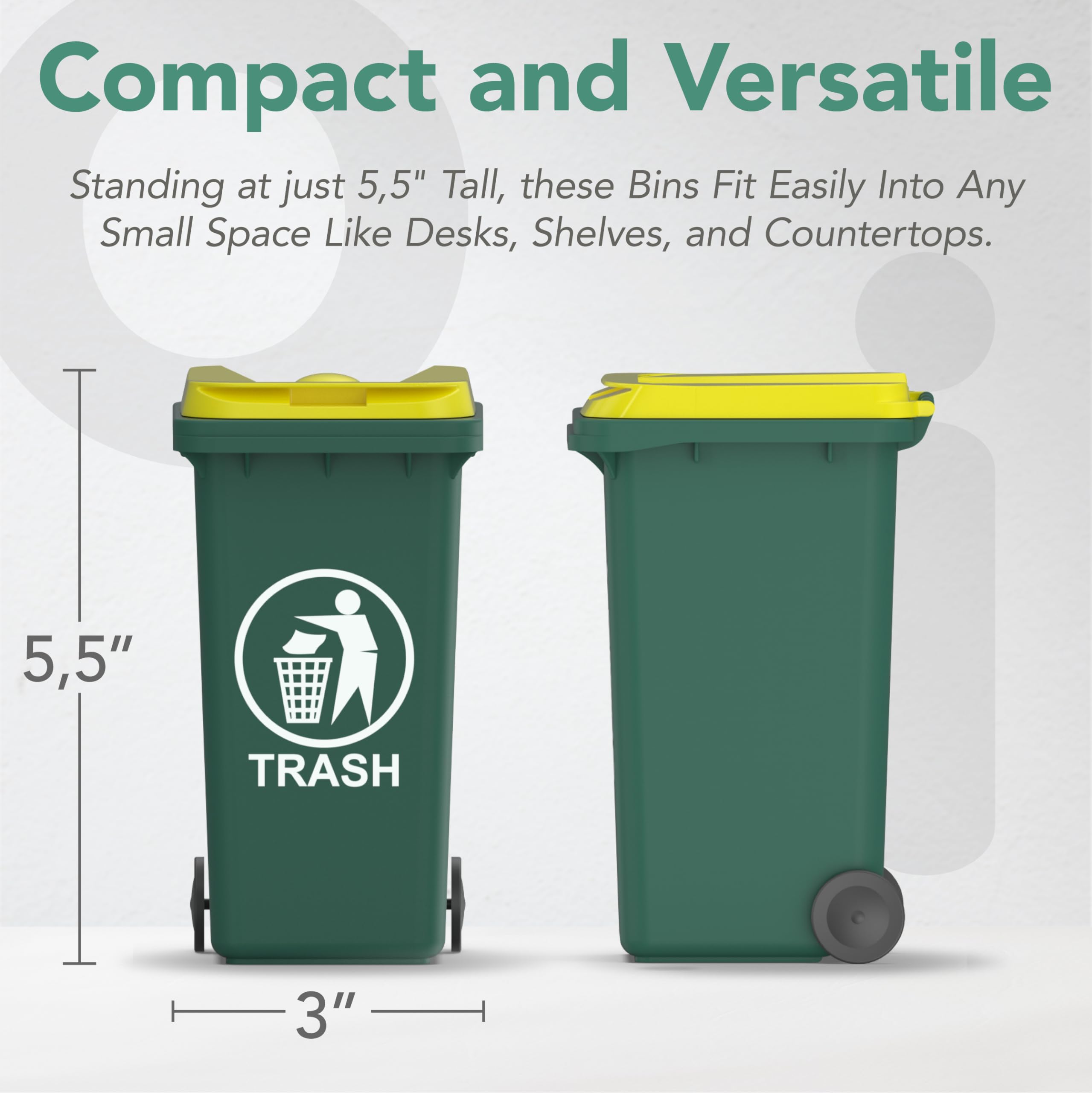 Wiosi Mini Garbage Trash Pen Holder For Desk | Tiny Recycle Bin Pencil Holder Green & Blue, Pack Of 2 | Storage For Pencil & Pen