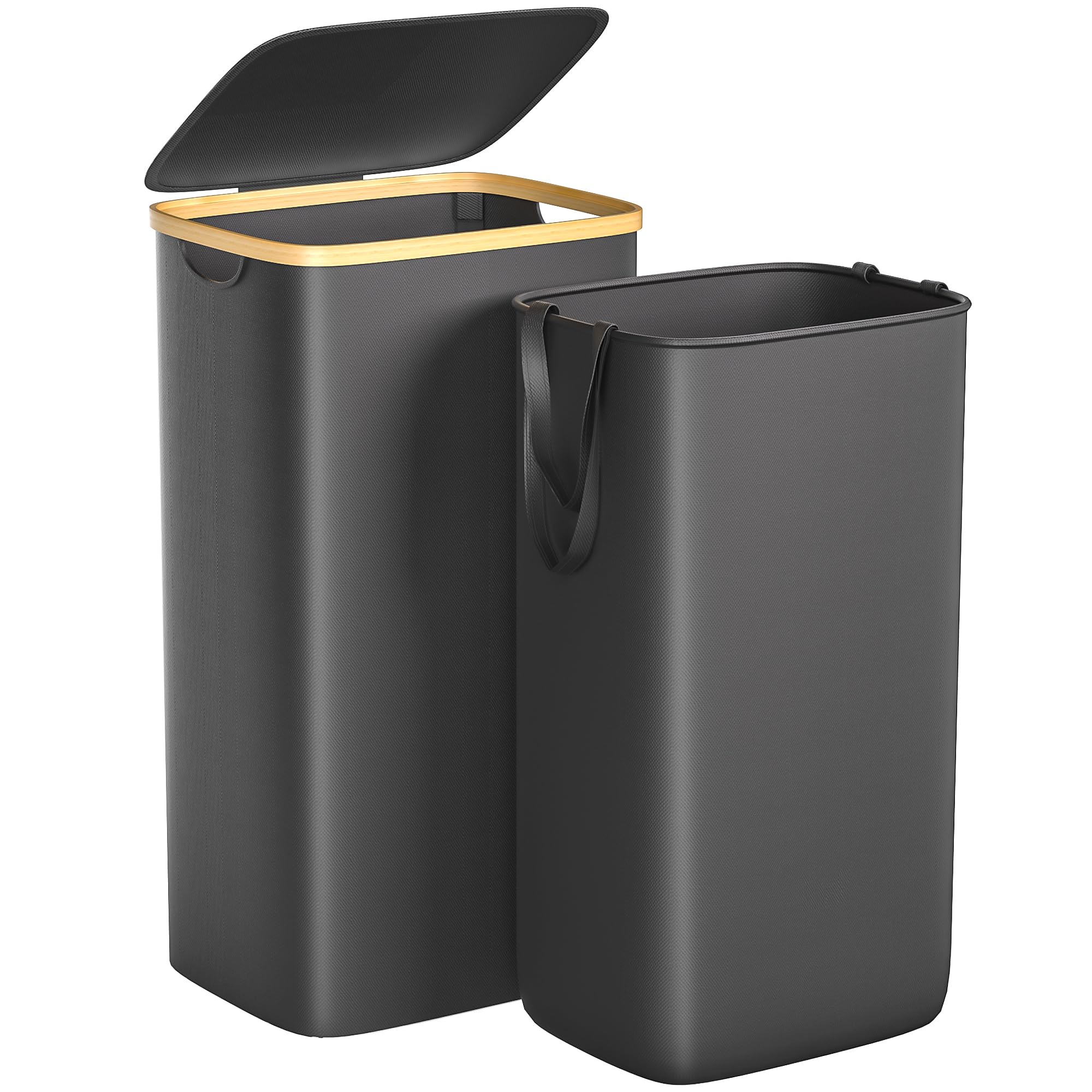 Foluck Large Laundry Hamper, 100L Waterproof Laundry Basket With Lid And Removable Bag, Collapsible Tall Clothes Hamper With Bam