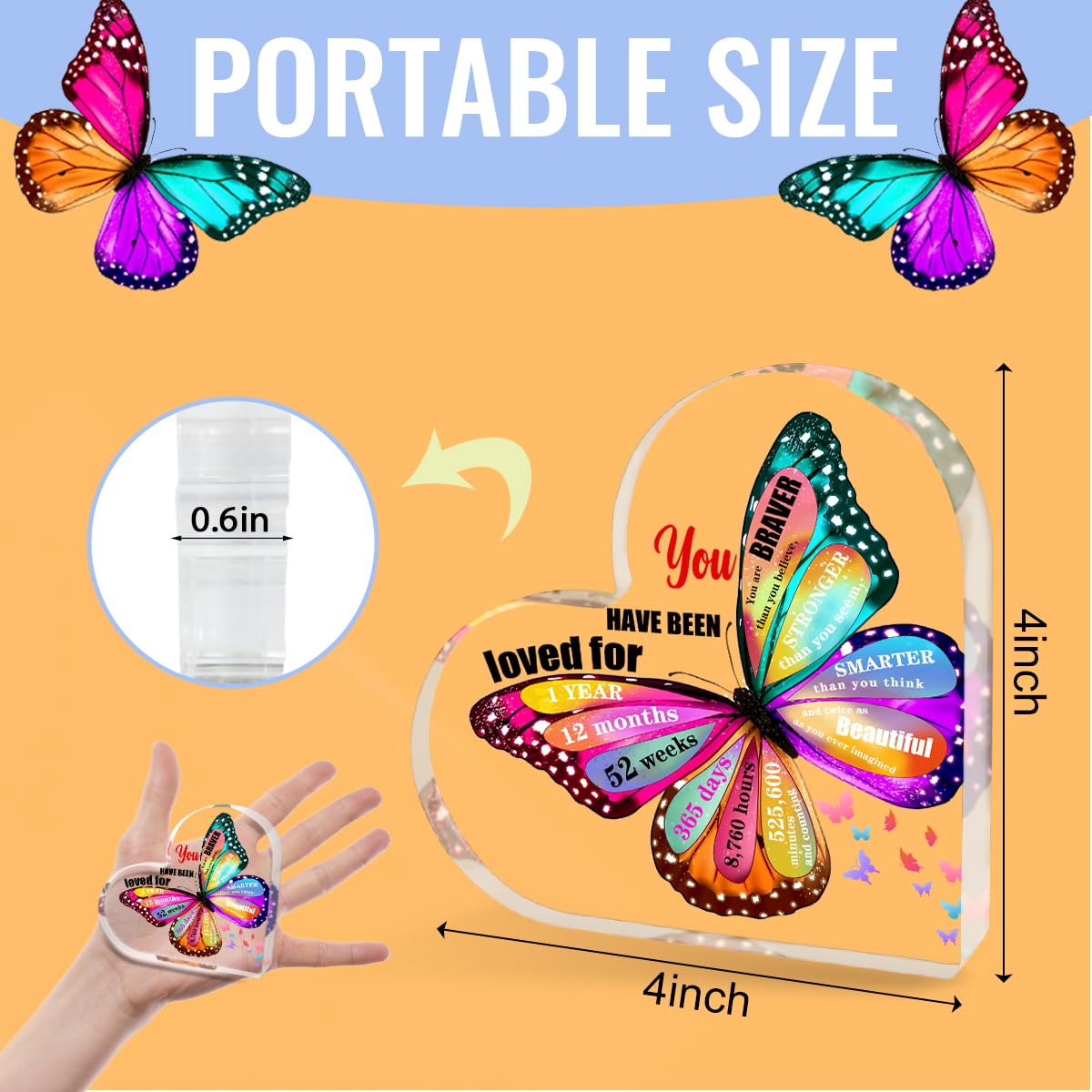 Gifts for 85 Year Old, 85th Birthday Gifts for Women, Unique Birthday/Anniversary Present, Butterfly Gifts, Acrylic Heart Keepsa