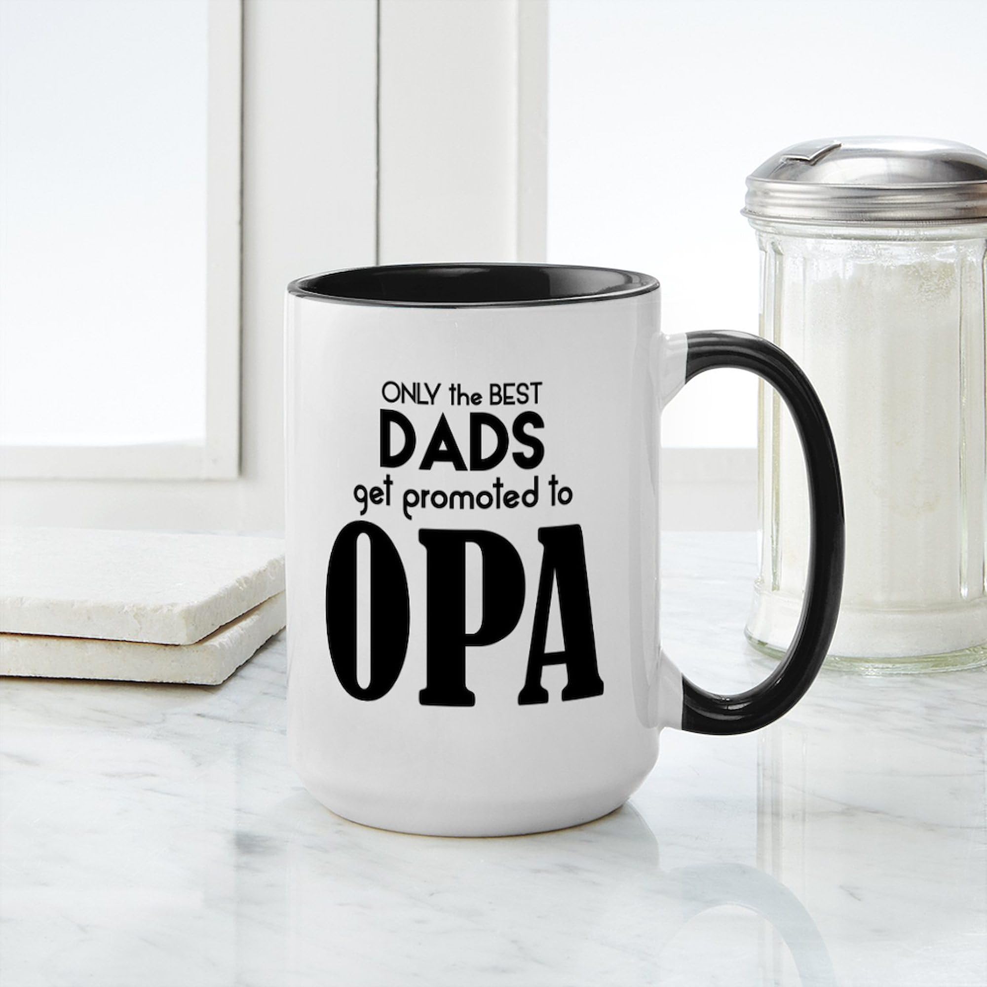 CafePress BEST DADS GET PROMOTED TO OPA Mugs 15 oz (444 ml) Ceramic Coffee Mug
