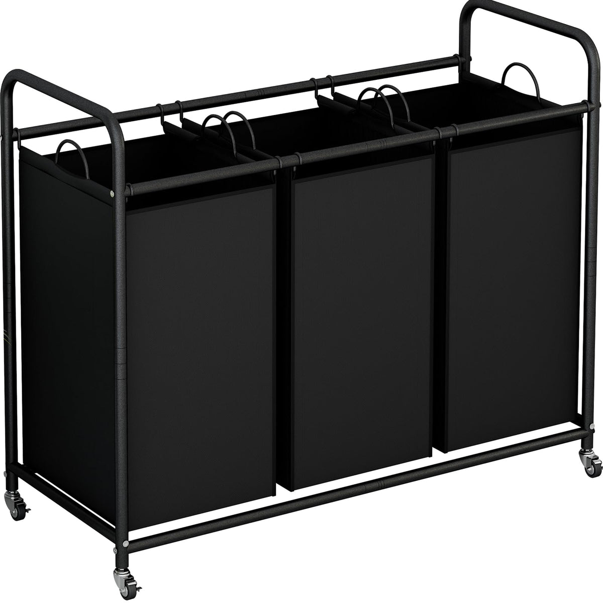 Linzinar 3-Bag Laundry Basket Hamper Laundry Sorter Cart Laundry Room Organization With Heavy Duty Rolling Lockable Wheels And R