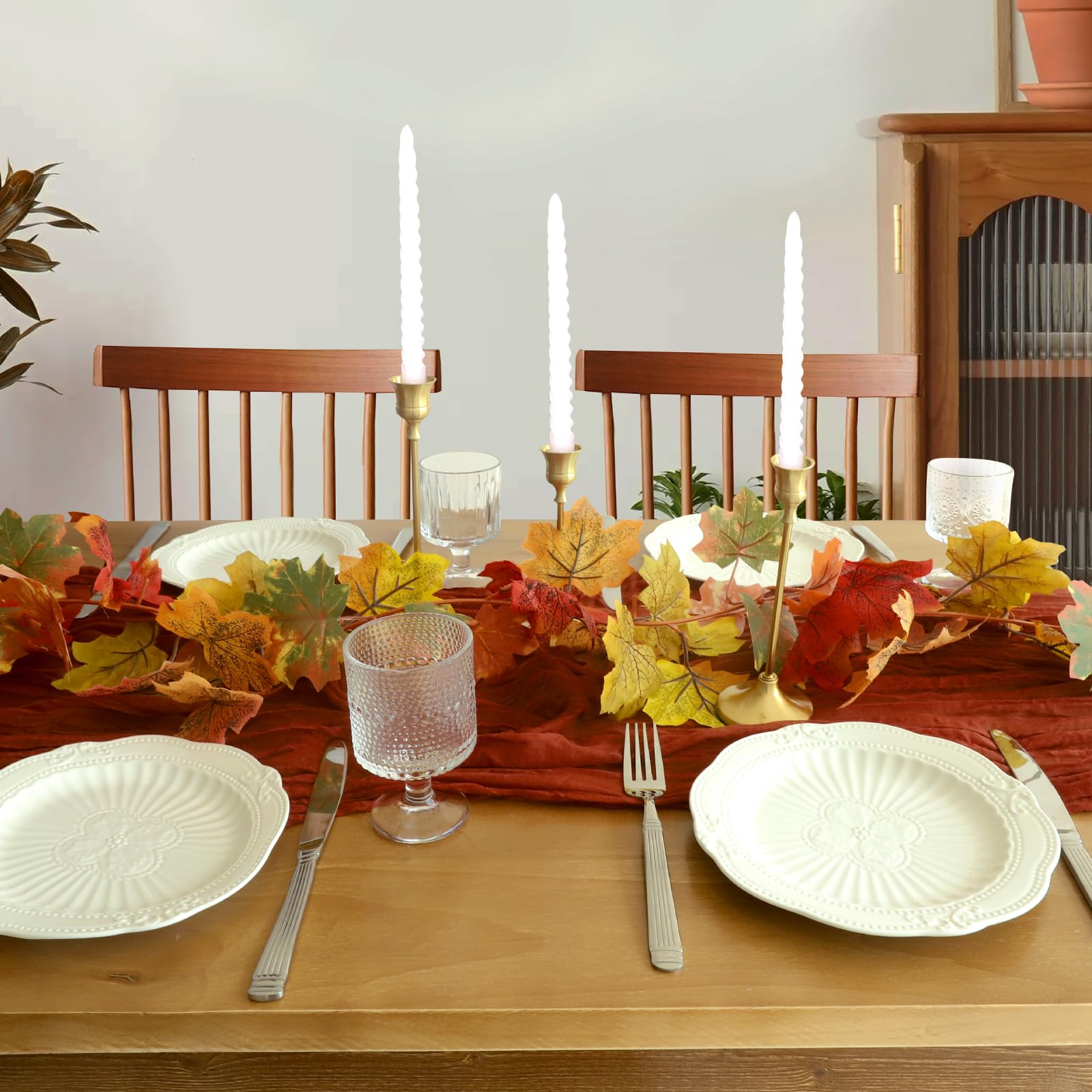 Fall Table Runner, 10FT Thanksgiving Cheesecloth Table Runner 35*120inch Terracotta Table Runners for Fall Wedding Baby Shower F