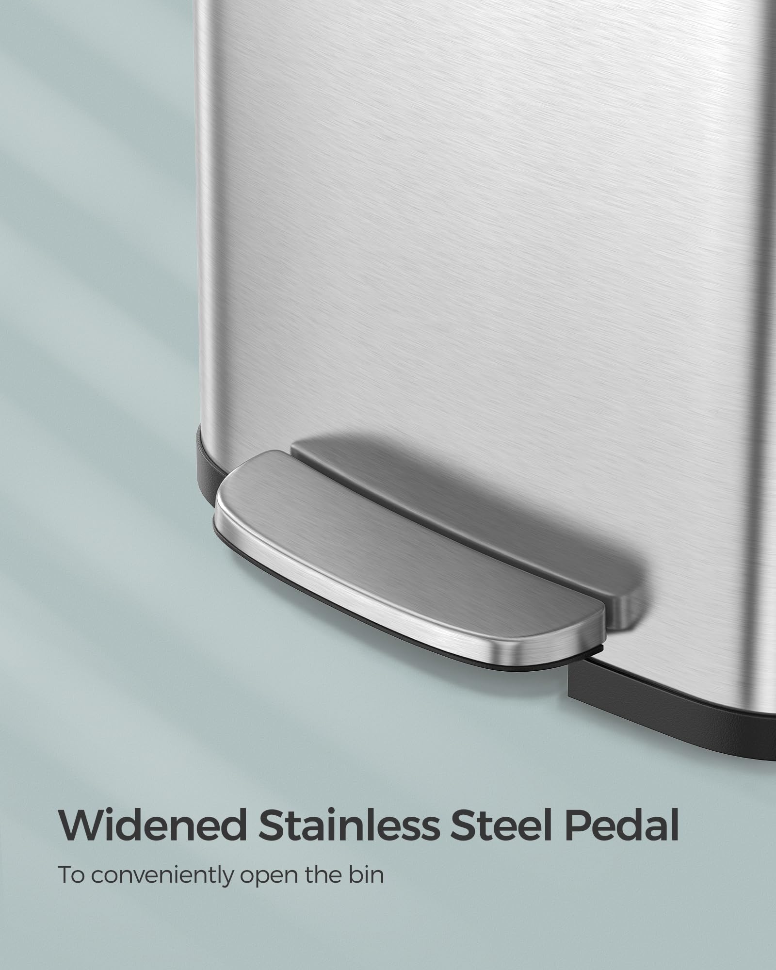 Songmics Kitchen Trash Can, 13 Gallon (50 L) Stainless Steel Garbage Can, With Stay-Open Lid And Step-On Pedal, Soft Closure, Ta