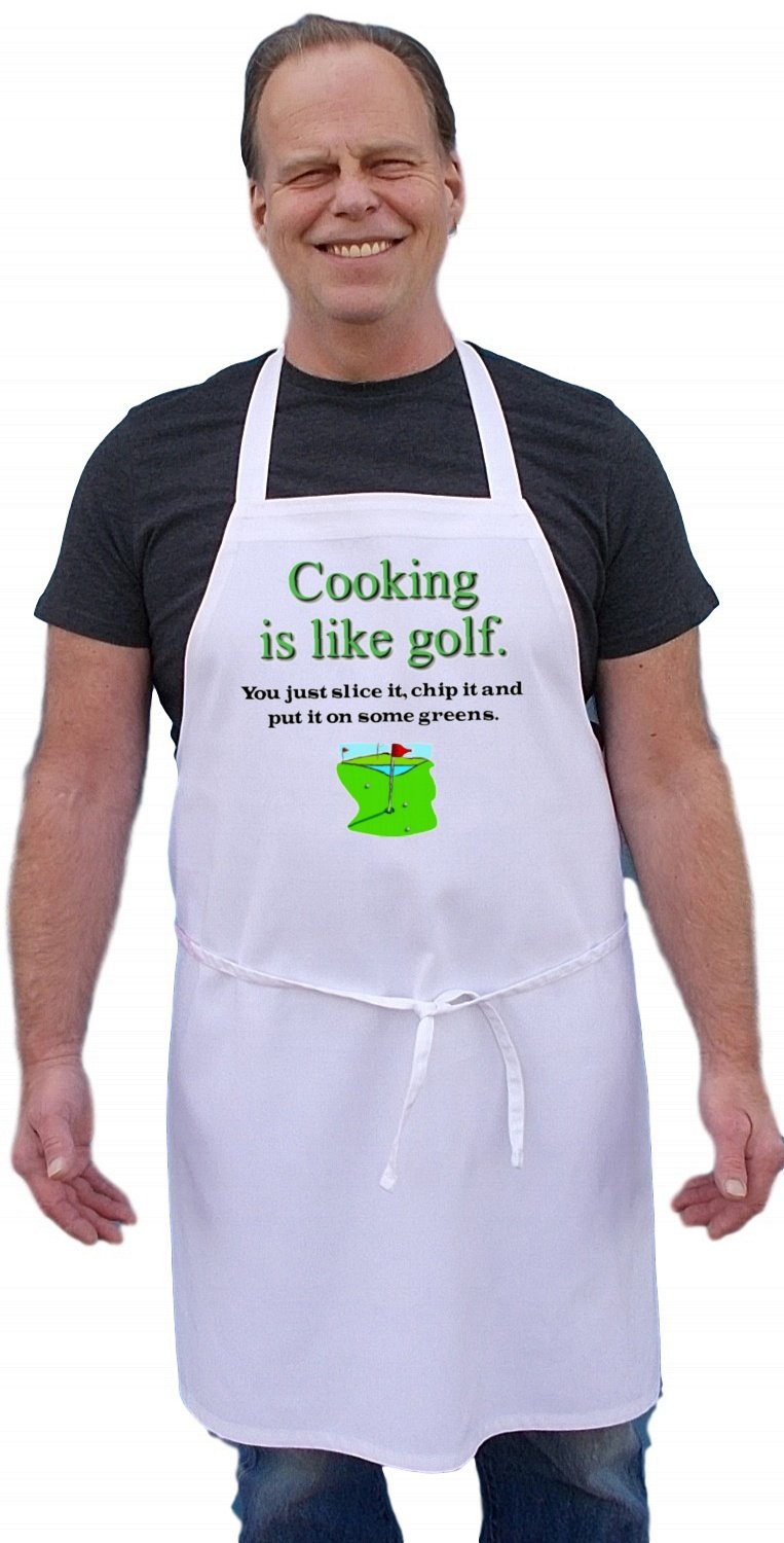 Cooking Is Like Golf Funny Apron For Golfers White