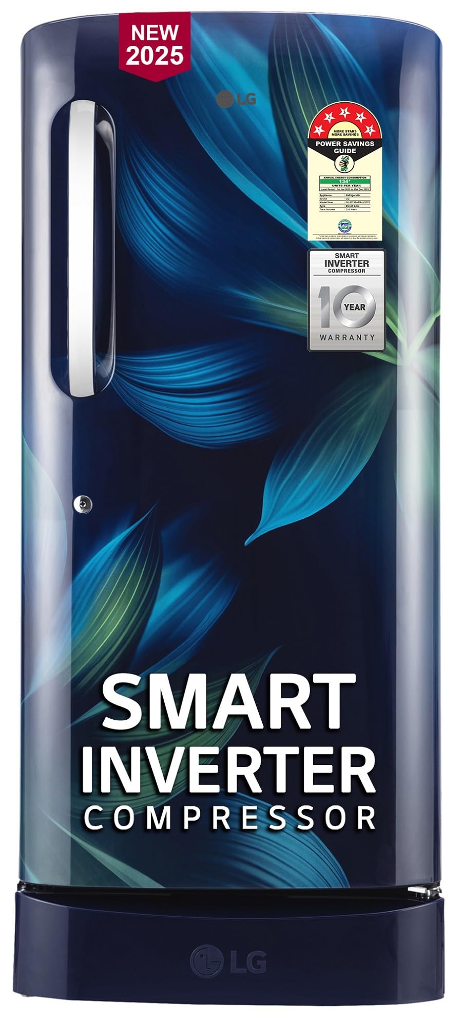Lg 210 L, 5 Star, Direct Cool, Smart Inverter Compressor, Single Door Refrigerator (2025 Model, GlD231Abau, Blue Aurora, Humidi
