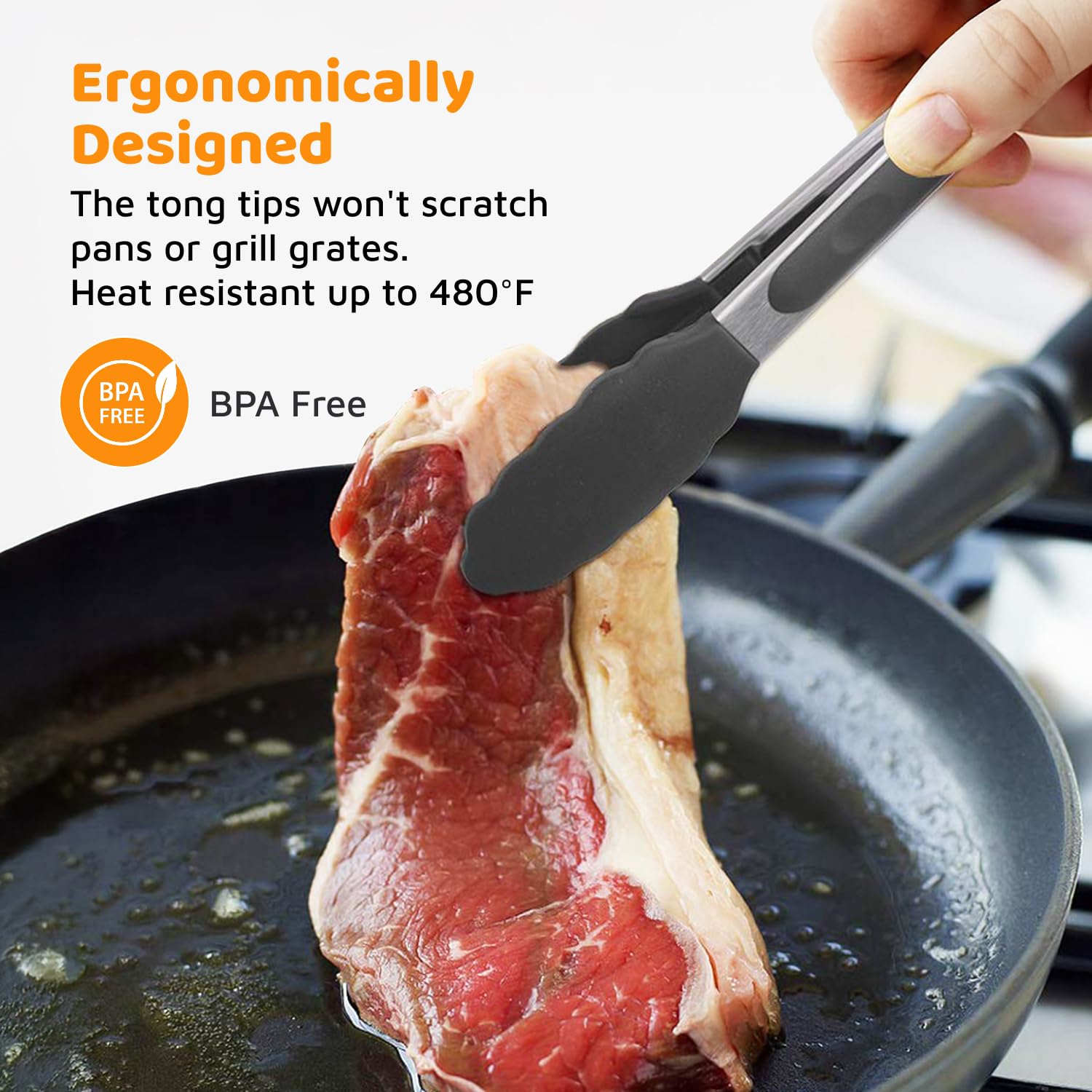 Popco Silicone Tongs for Cooking Grilling (3 food tongs x 7/9/12'') Heavy Duty Stainless Steel BBQ Tongs for Grilling  Cooking Tongs  Kitchen Tongs with Silicone Tips  Salad Tongs  Rubber Tongs Buffet