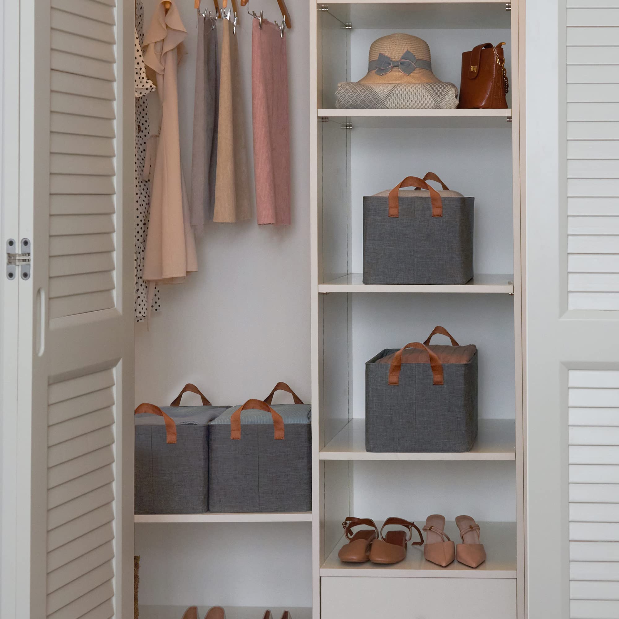 GRANNY SAYS Closet Storage Bins  Baskets for Closet Organization  Storage Containers for Closet  Fabric Cloth Bins for Storage  Dark Gray Storage Baskets for Shelves for Nursery Wardrobe  Large  2-Pack