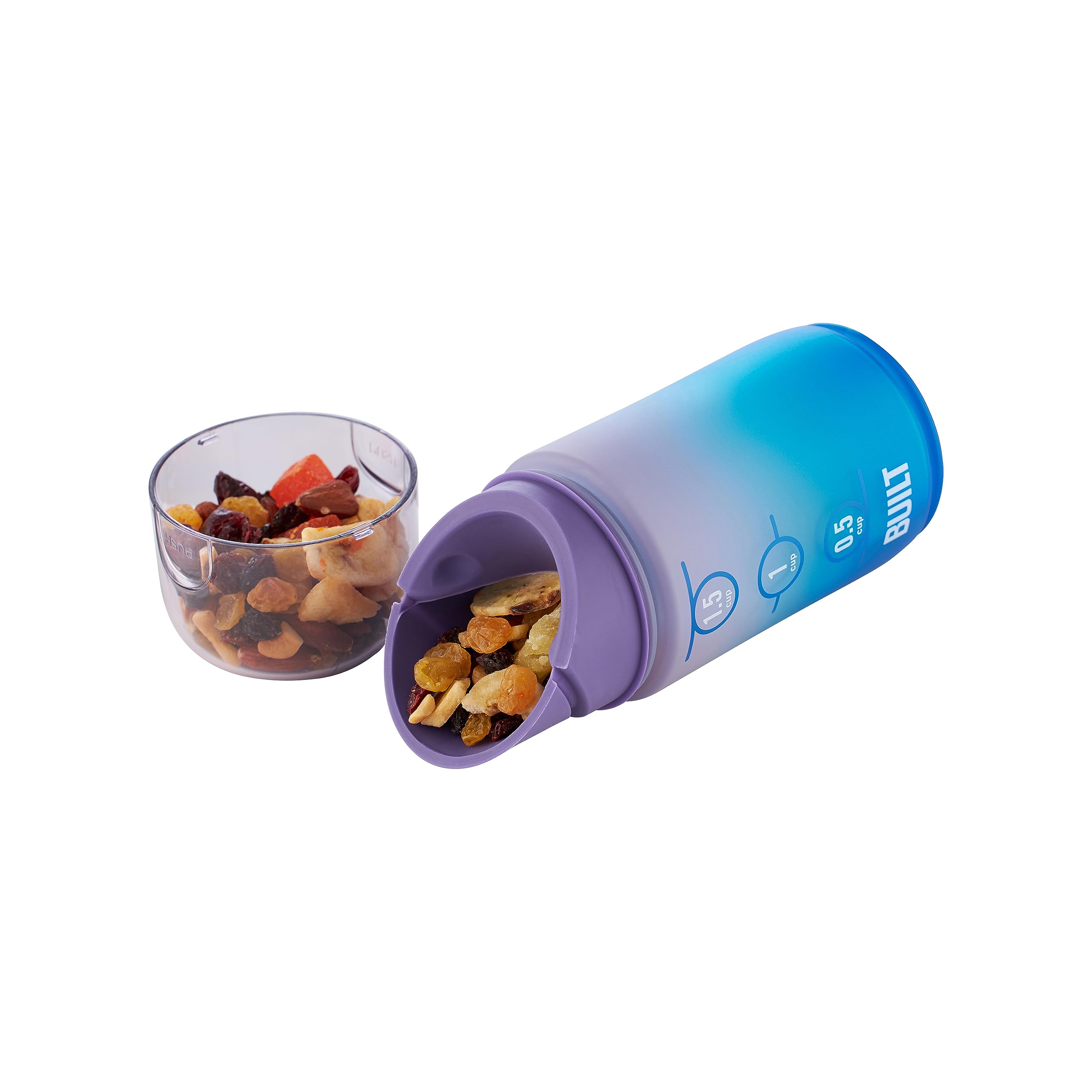 Built 12 Ounces Tidbit On The Go Snack Container With Lid And Pourer, Food And Snack Storage With Measure Marks, Wild Lavender