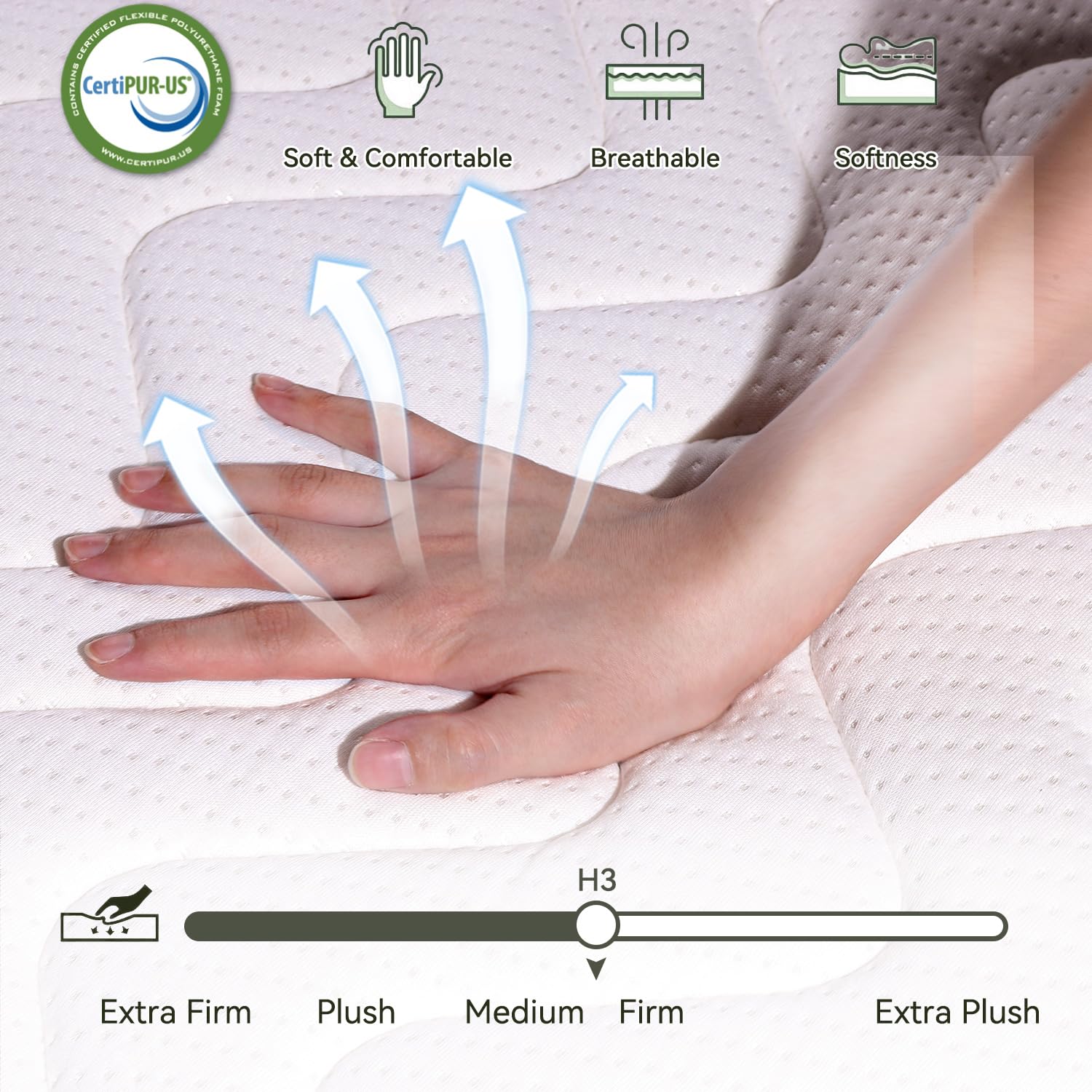 Pengucool 12 Inch King Size Memory Foam Mattress, Charcoal-Infused Cooling Mattress In A Box, Medium Firm For Back Pain Relief,