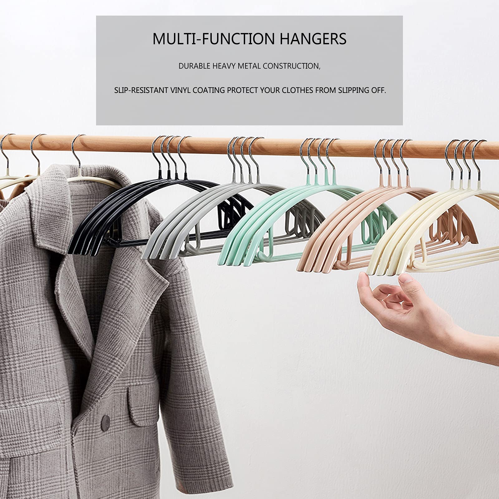 Pjjxmy Clothes Hanger Rubber Coated Contour Metal No Bumps Hanger, Suit Hanger,Coat Jacket Hangers,Sweater Hanger (Pack Of 50, B