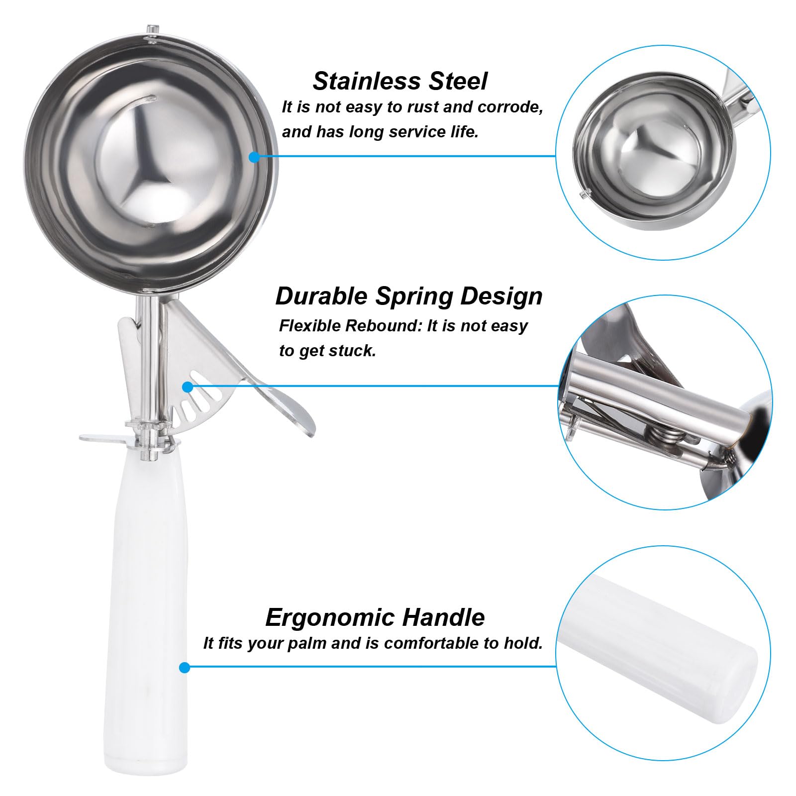 Patikil 5.3 Ounce Ice Cream Scoop With Trigger, Stainless Steel Portion Cookie Scoop With Thumb Trigger For Cookie Dough Cupcake