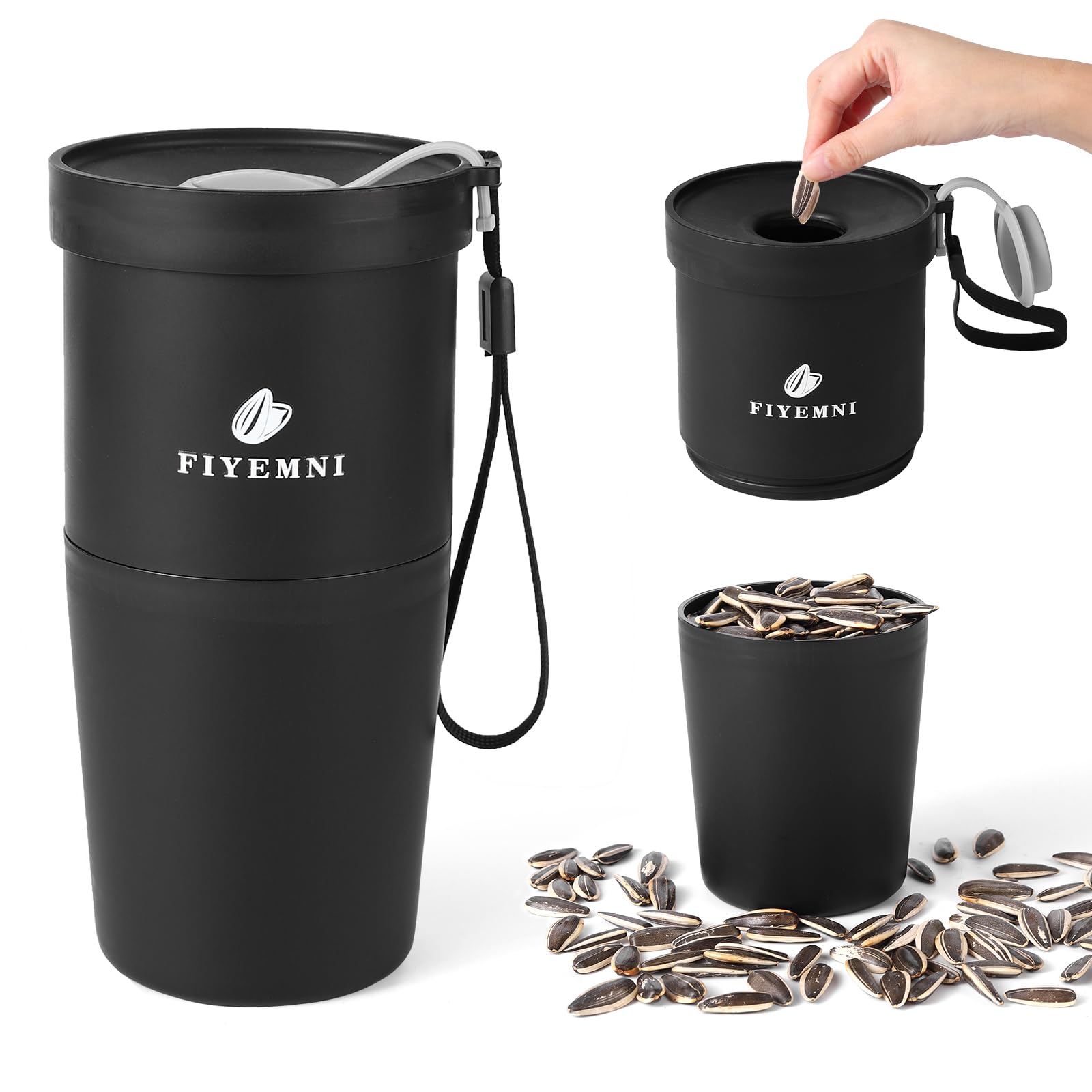 FIYEMNI Sunflower Seed Spit Cup, Seed Holder & Shell Disposal, Black