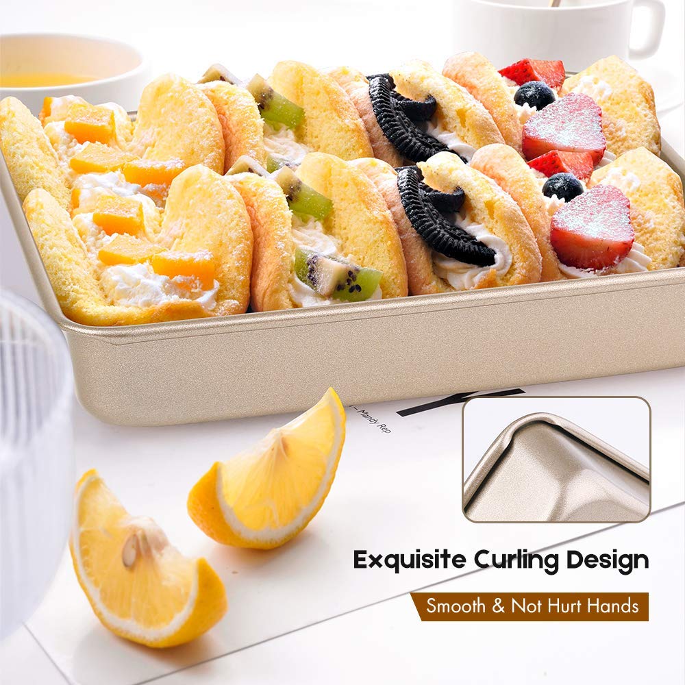 Amagabeli Garden & Home Baking Pan Cookie Sheets Set Of 3 Tray 9/11/13 Inch Cookie Sheets For Baking Oven Roasting Pan Barbeque