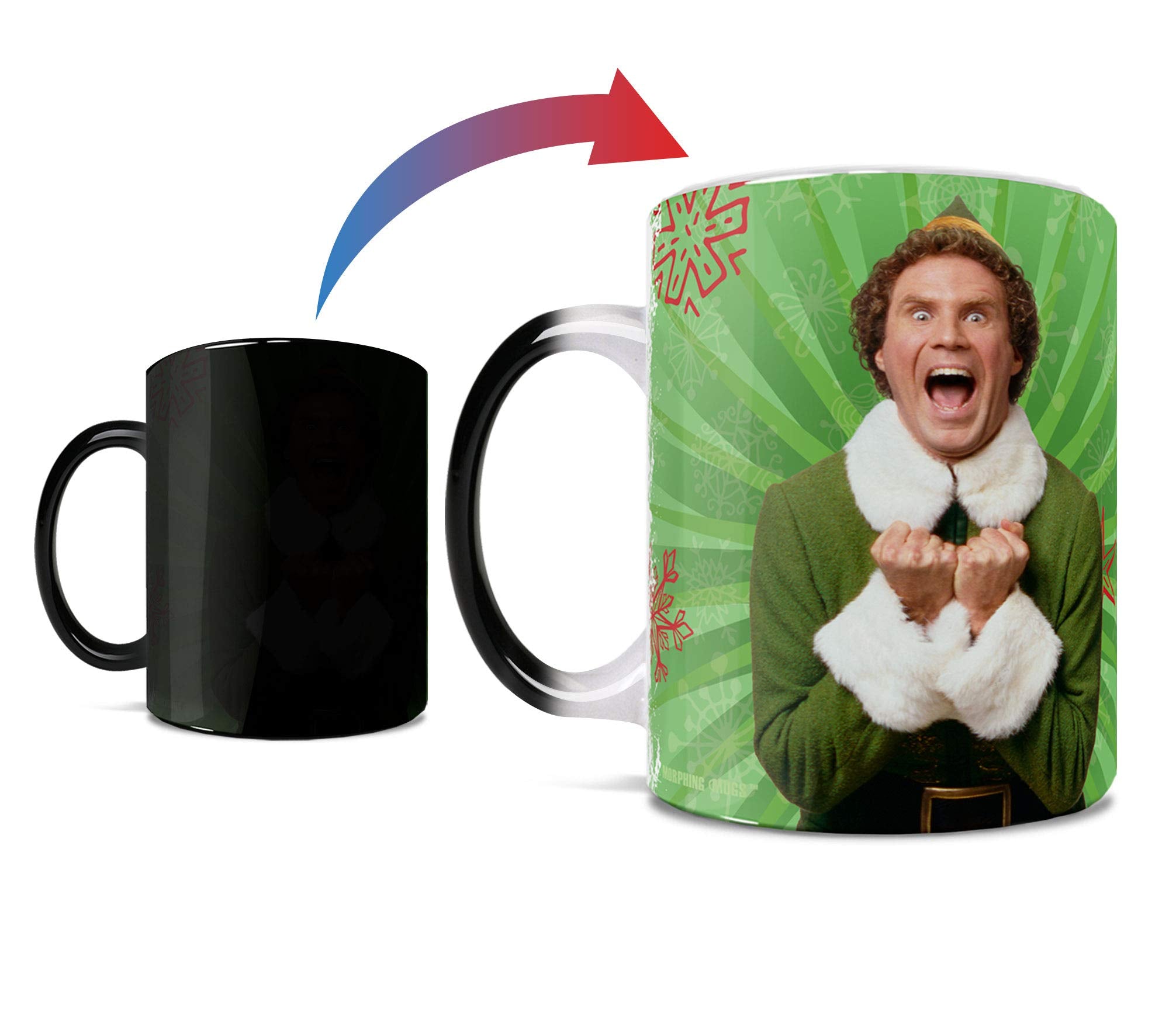 Morphing Mugs Elf - Worlds Best Cup of Coffee - One 11 oz Color Changing Heat Sensitive Ceramic Mug - Image Revealed When HOT Li