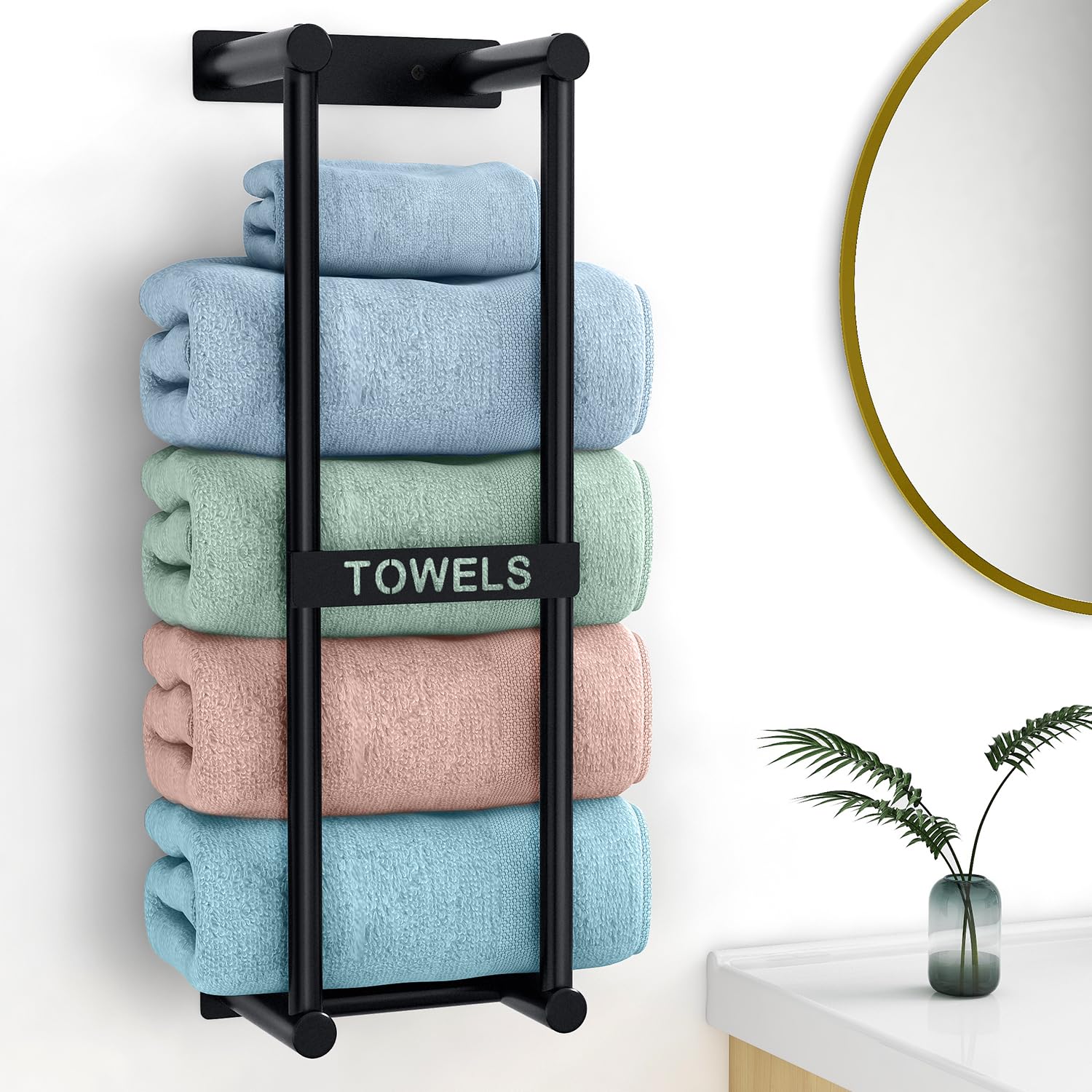 STWWO Towel Racks for Bathroom, Towel Storage for Small Bathroom, 22inch Wall Towel Rack for Rolled Towels Folded Bath Towels, B