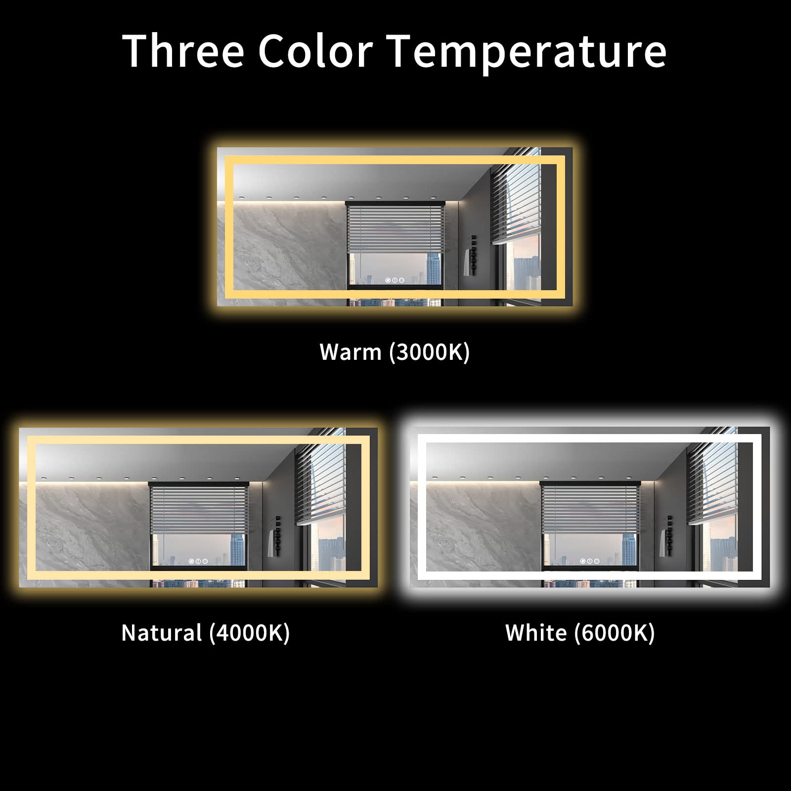 LOAAO 72X32 LED Bathroom Mirror with Lights  Anti-Fog  Dimmable  Backlit + Front Lit  Lighted Bathroom Vanity Mirror for Wall  Shatter-Proof  Memory Function  ETL Listed