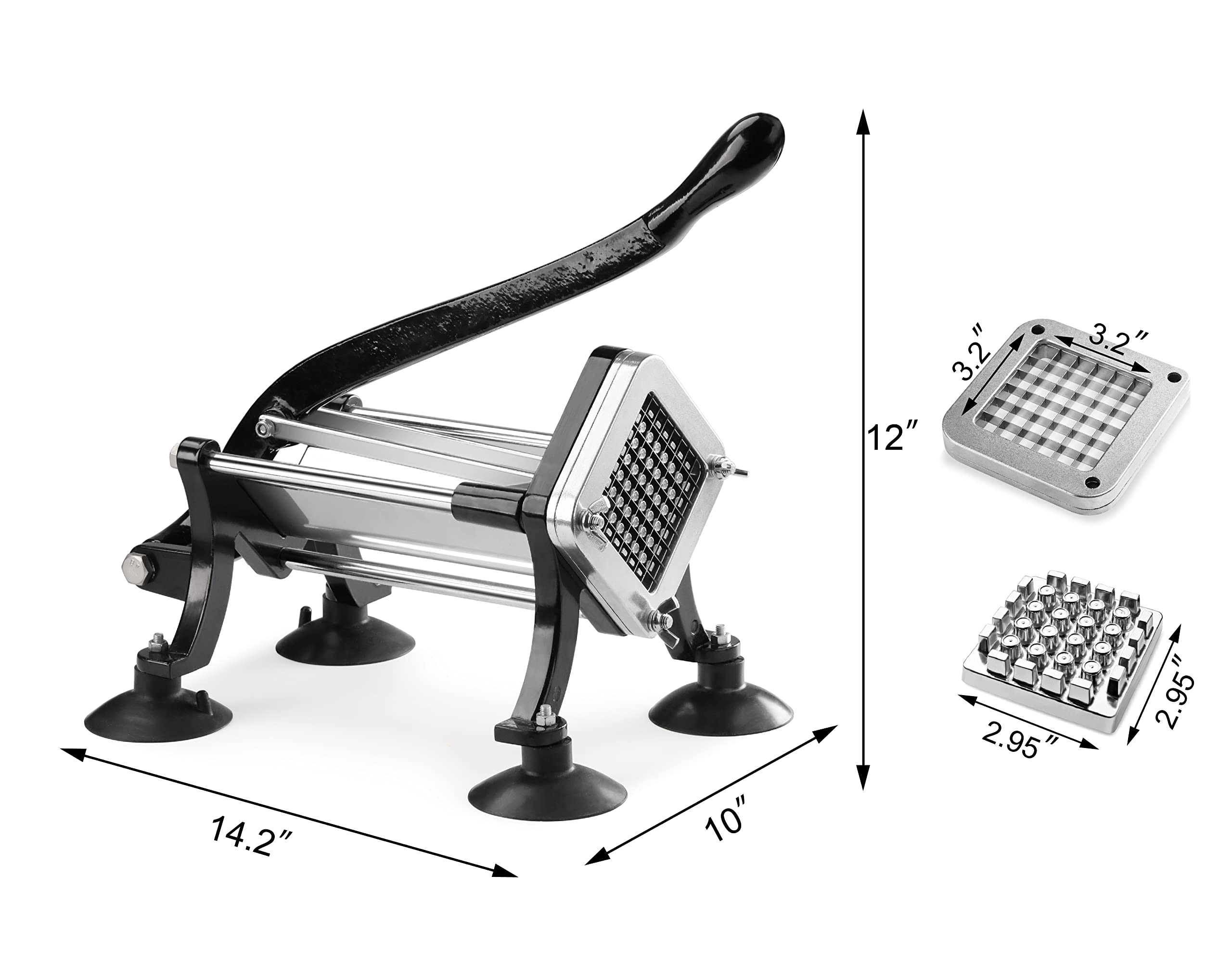 New Star Foodservice 43204 Commercial Grade French Fry Cutter With Suction Feet, 1/2 Inch And 3/8 Inch Blades, Limited Edition B
