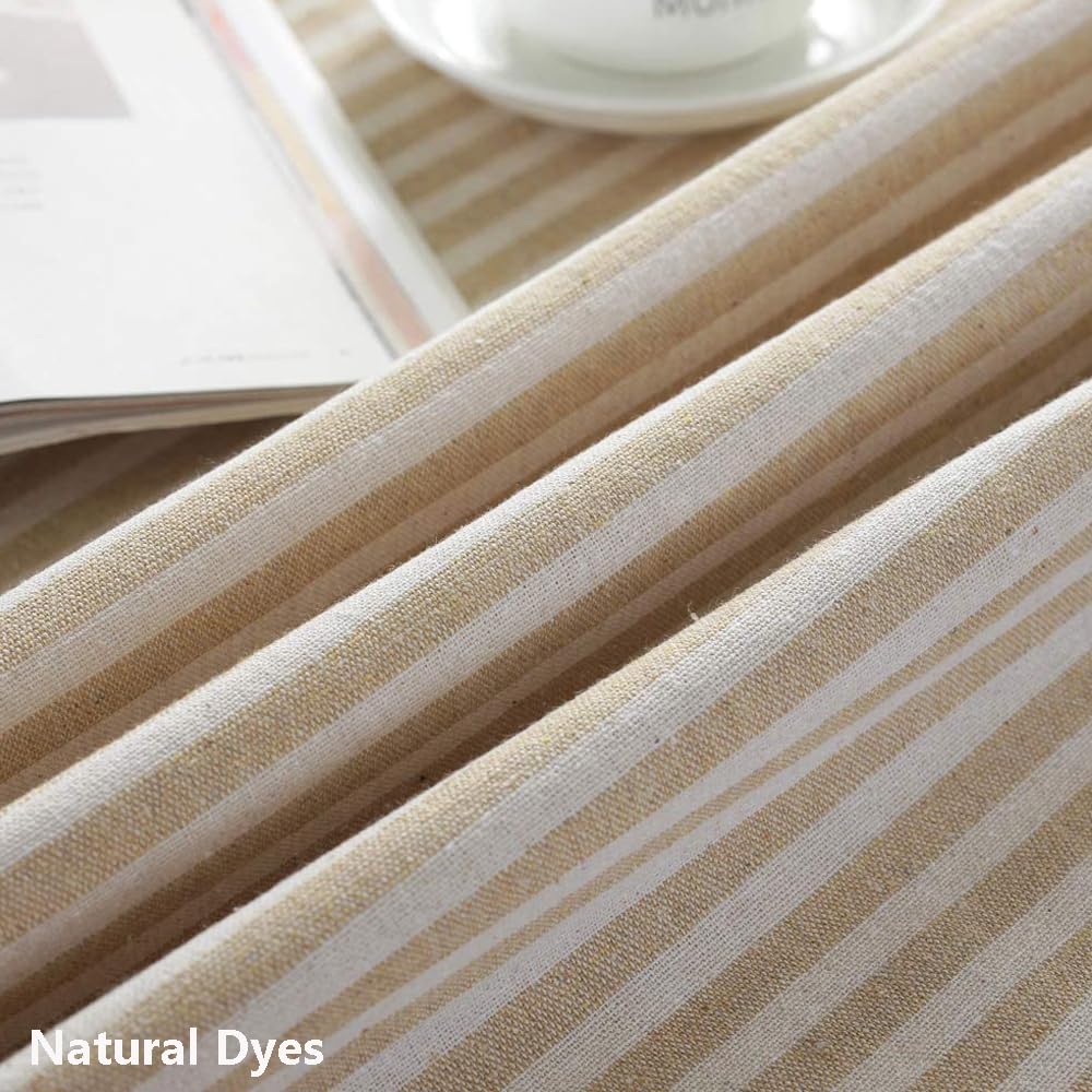 Trudelve Cotton Blend Tablecloth Beige Striped Tablecloth With Tassels Boho Tablecloths For Rectangle Tables (Beige,86''X55'',Re